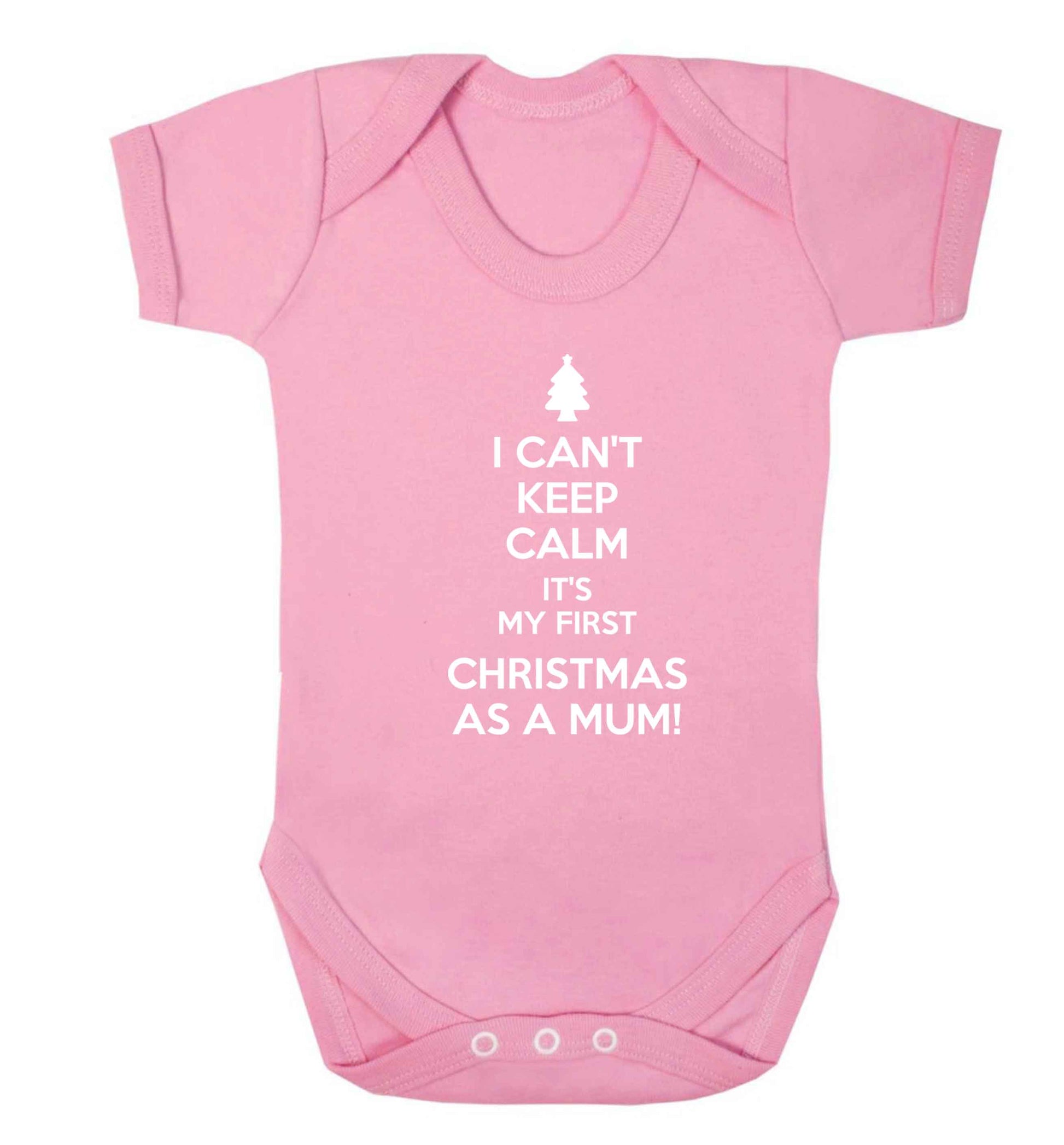I can't keep calm it's my first Christmas as a mum Baby Vest pale pink 18-24 months