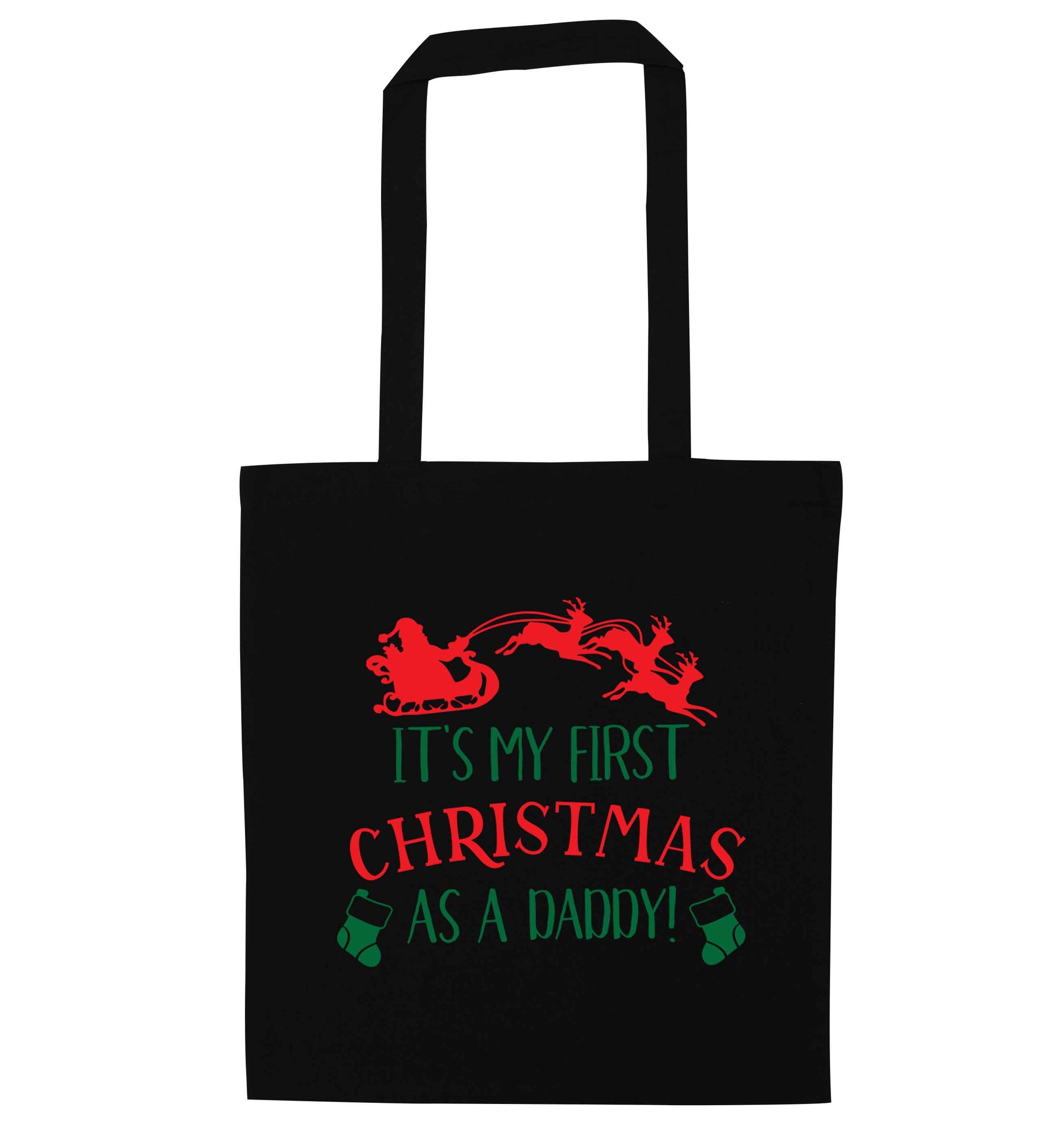 It's my first Christmas as a daddy black tote bag