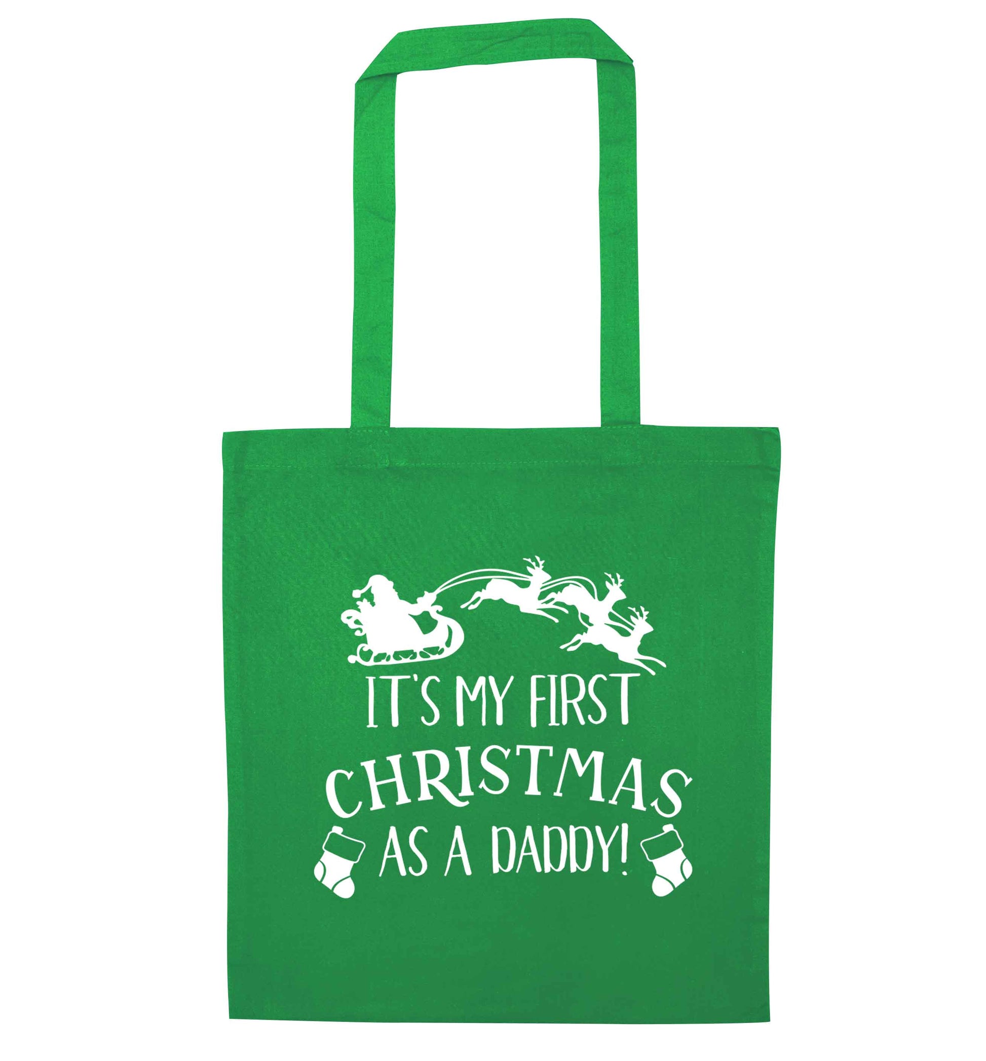 It's my first Christmas as a daddy green tote bag