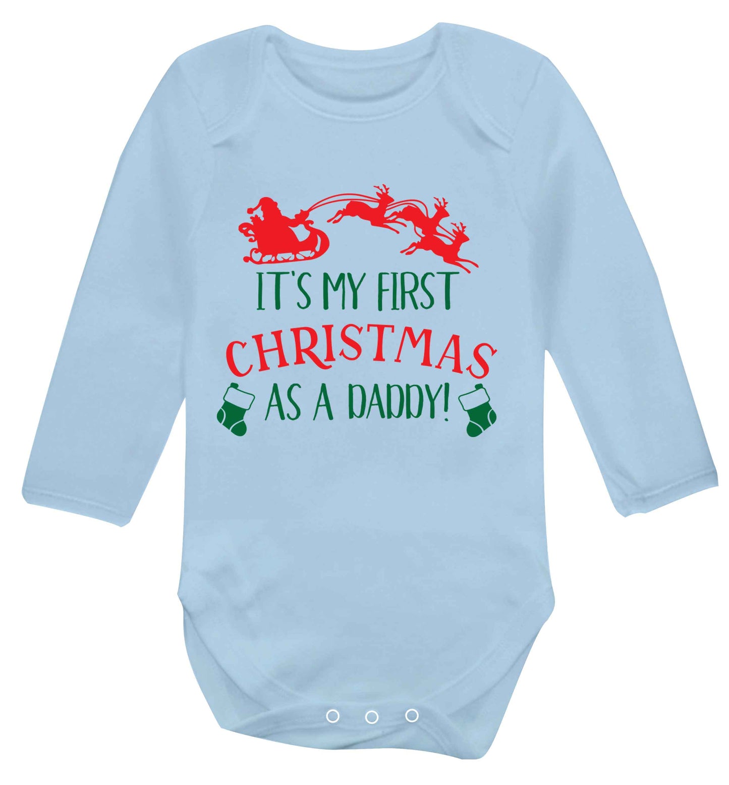 It's my first Christmas as a daddy Baby Vest long sleeved pale blue 6-12 months