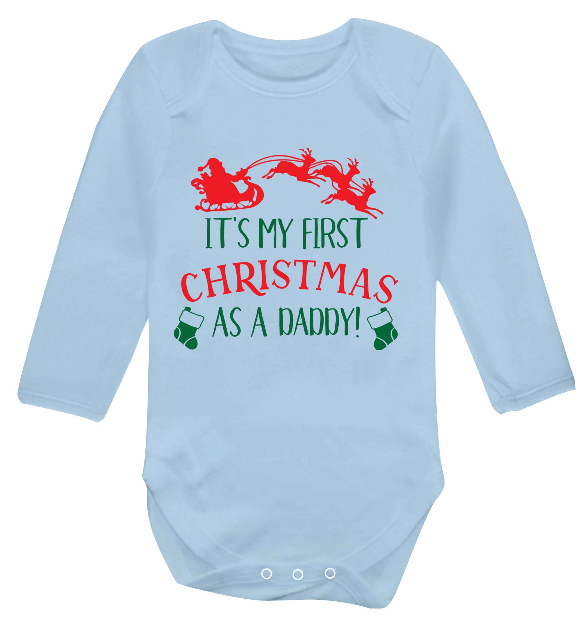 It's my first Christmas as a daddy Baby Vest long sleeved pale blue 6-12 months