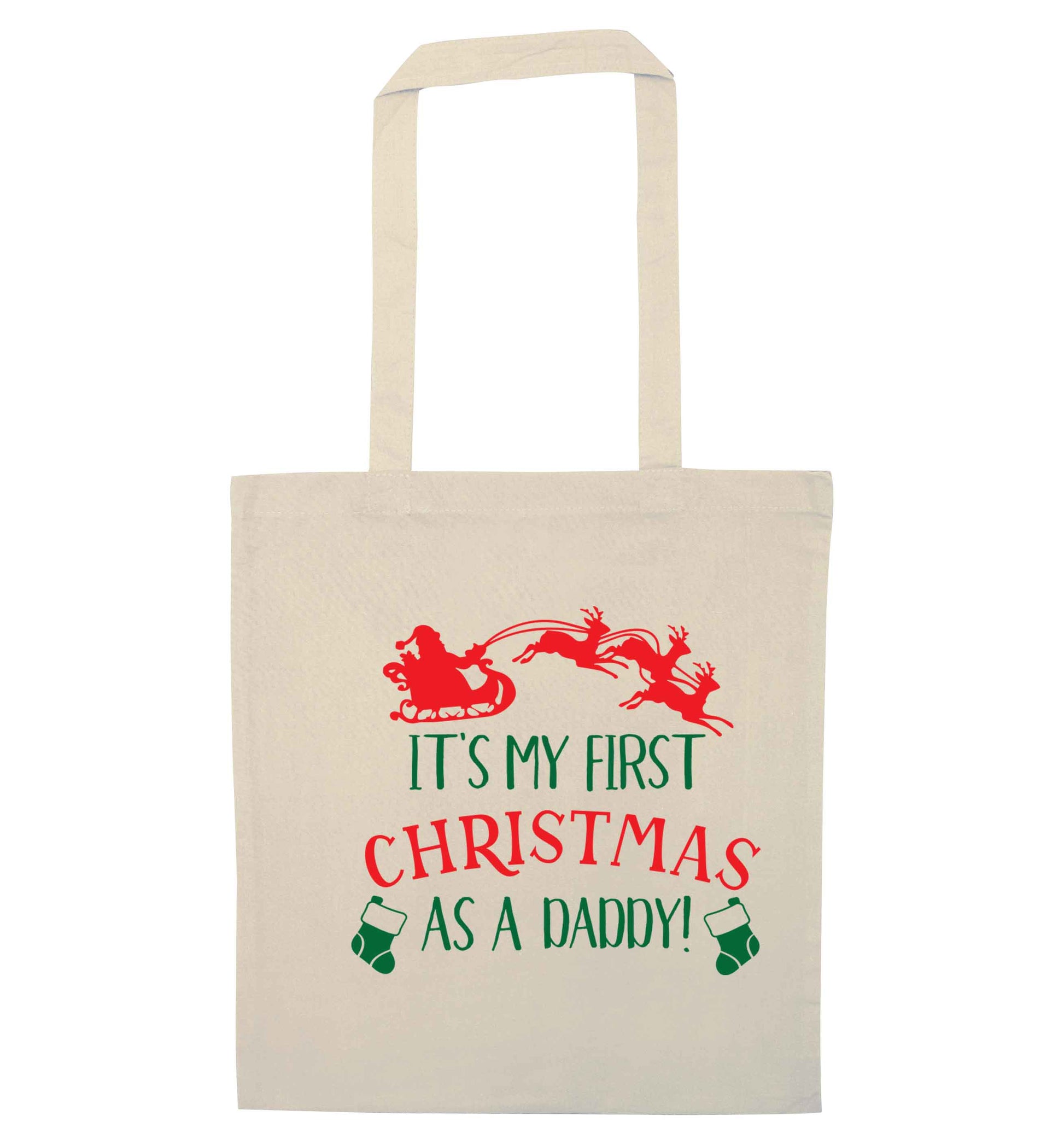 It's my first Christmas as a daddy natural tote bag