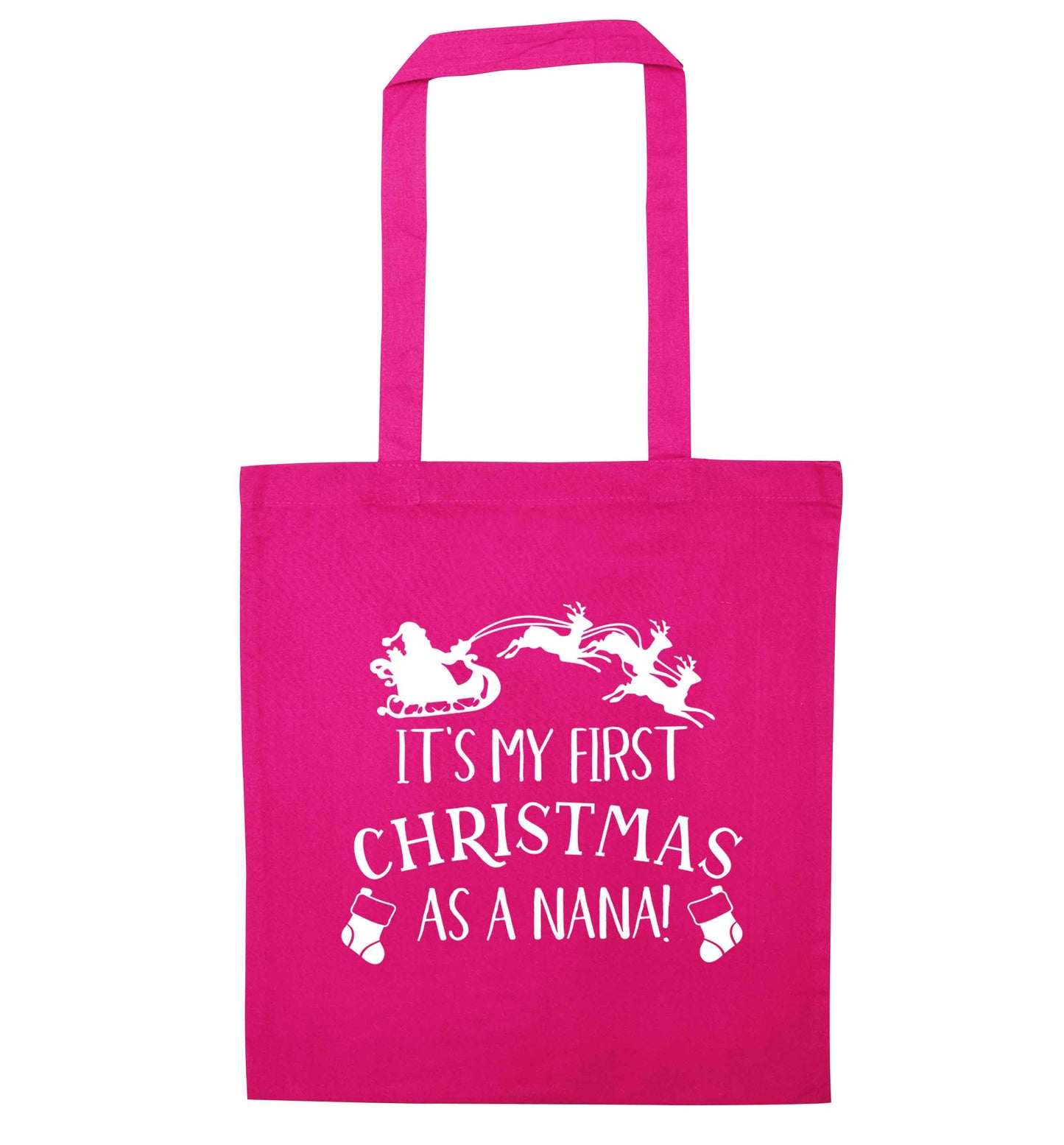 It's my first Christmas as a nana pink tote bag