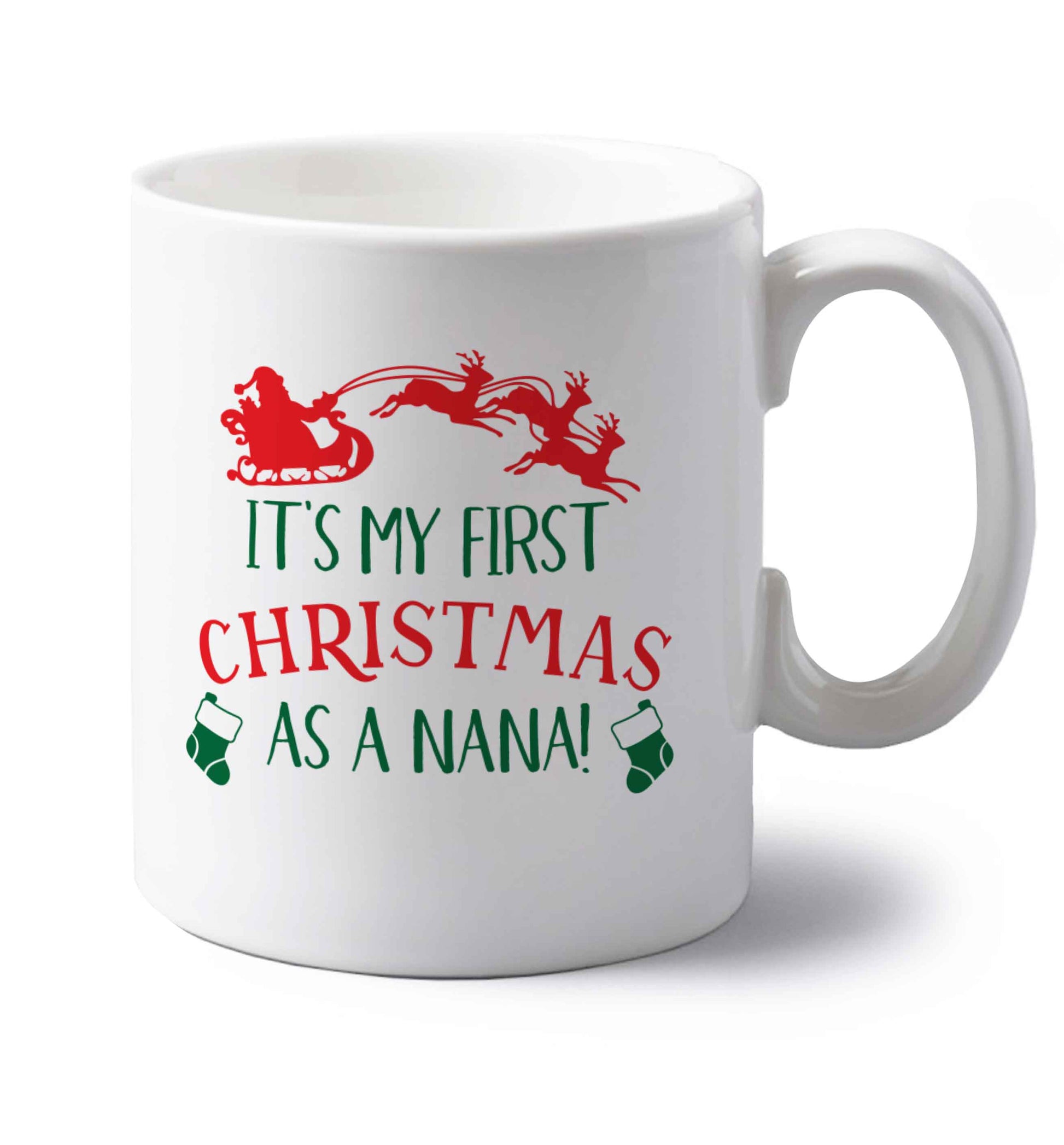 It's my first Christmas as a nana left handed white ceramic mug 