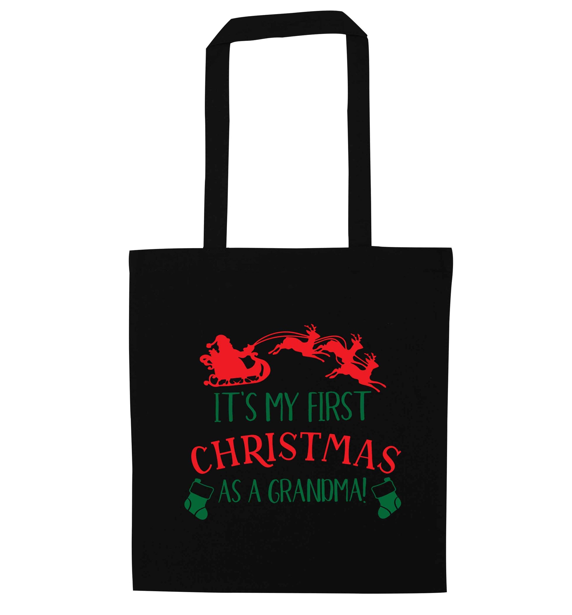 It's my first Christmas as a grandma! black tote bag