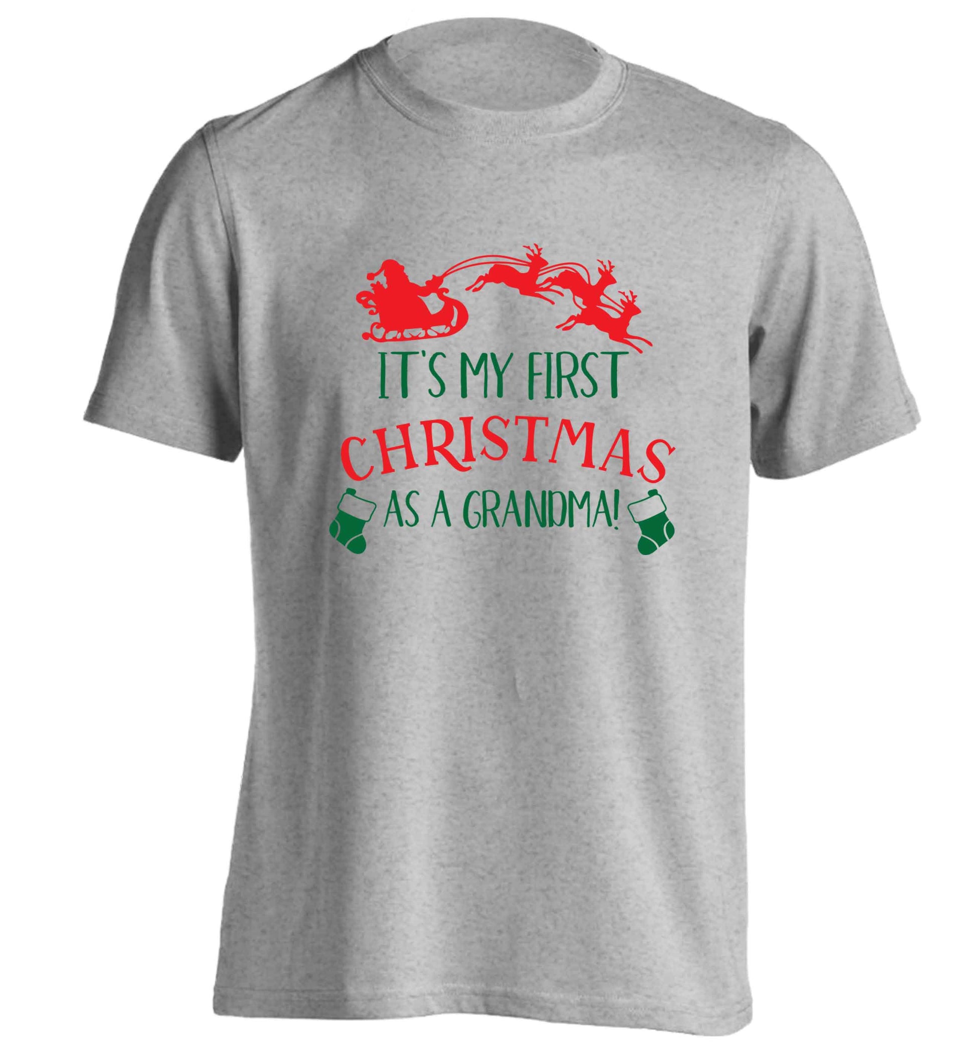 It's my first Christmas as a grandma! adults unisex grey Tshirt 2XL