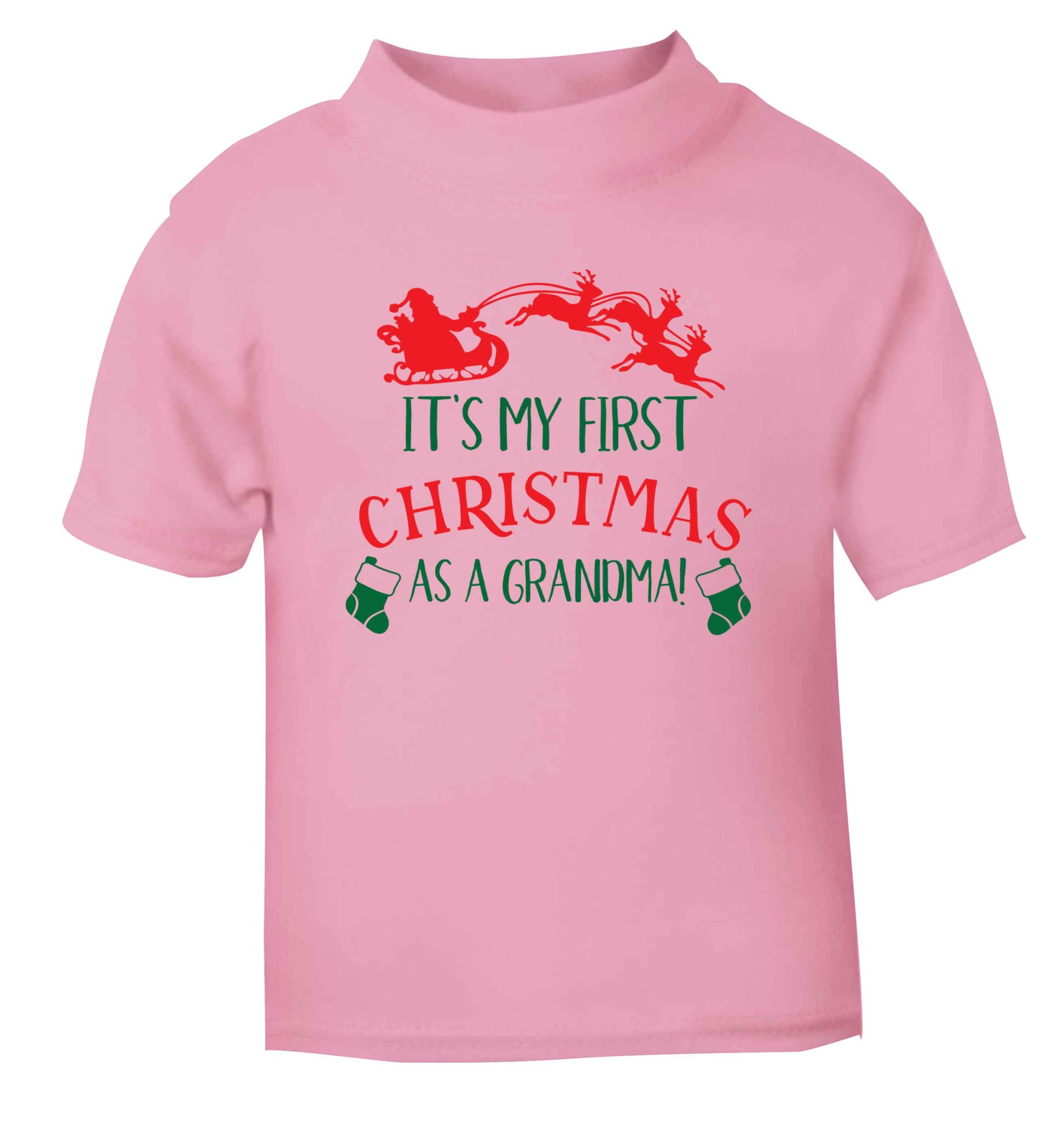 It's my first Christmas as a grandma! light pink Baby Toddler Tshirt 2 Years