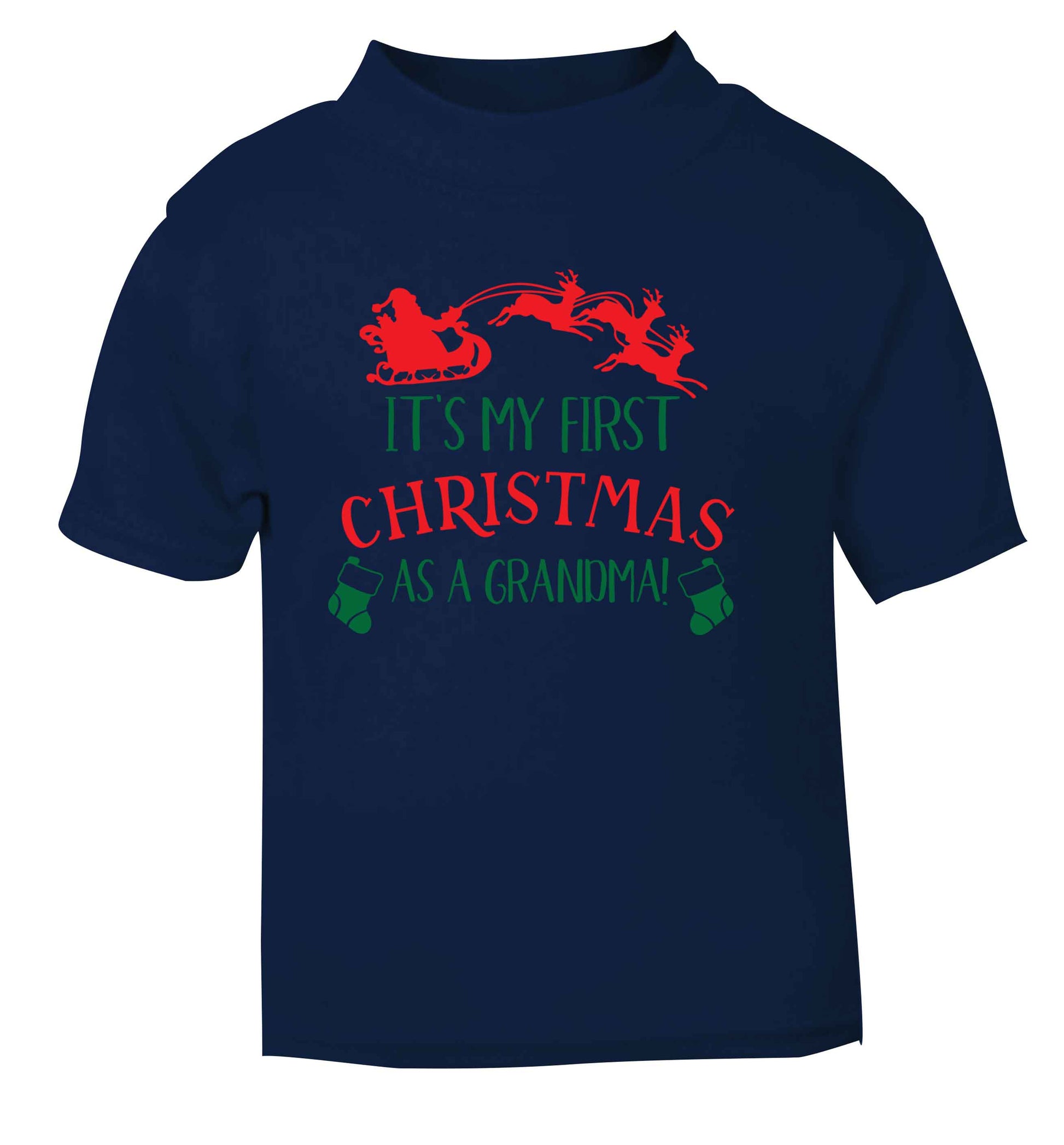 It's my first Christmas as a grandma! navy Baby Toddler Tshirt 2 Years
