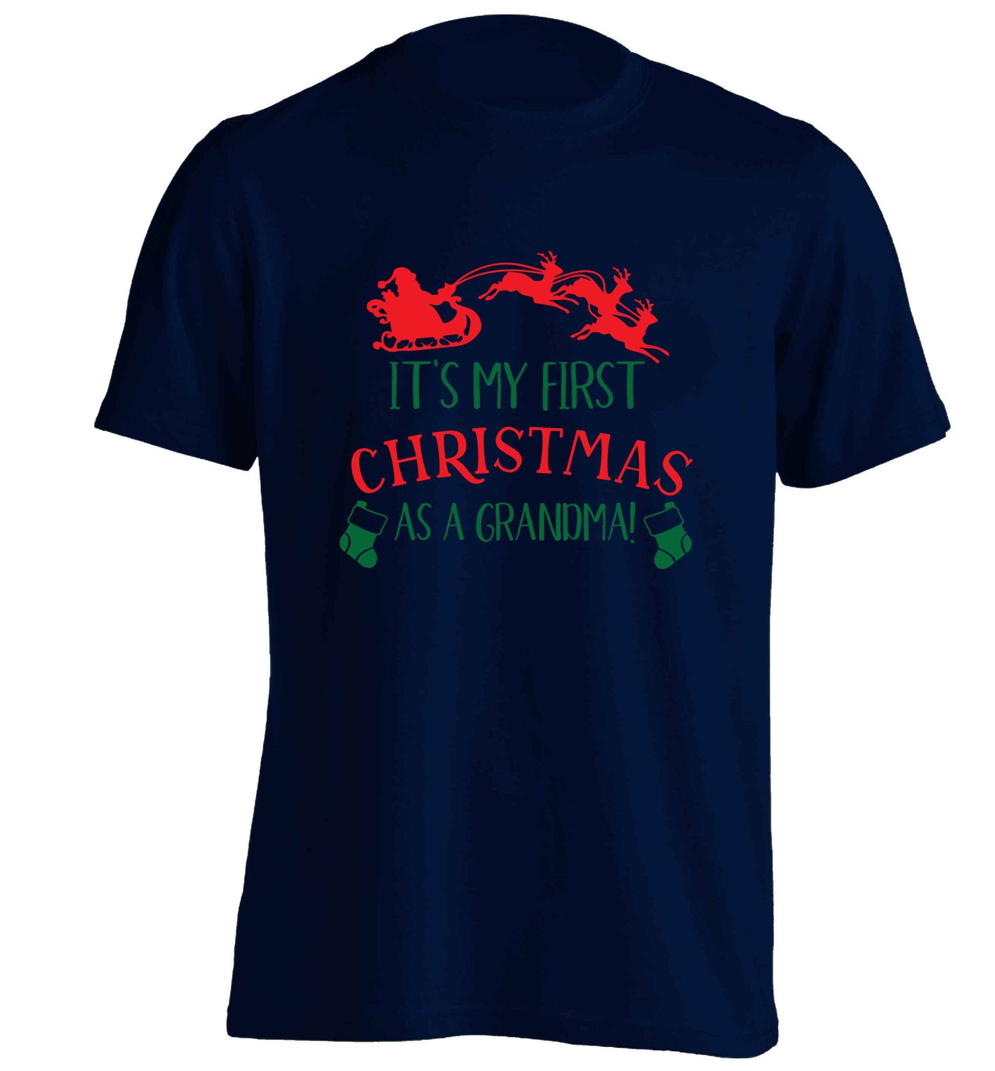 It's my first Christmas as a grandma! adults unisex navy Tshirt 2XL