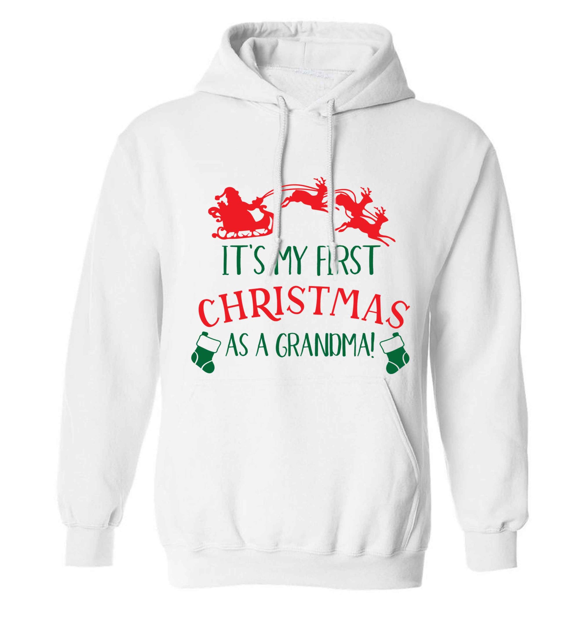 It's my first Christmas as a grandma! adults unisex white hoodie 2XL