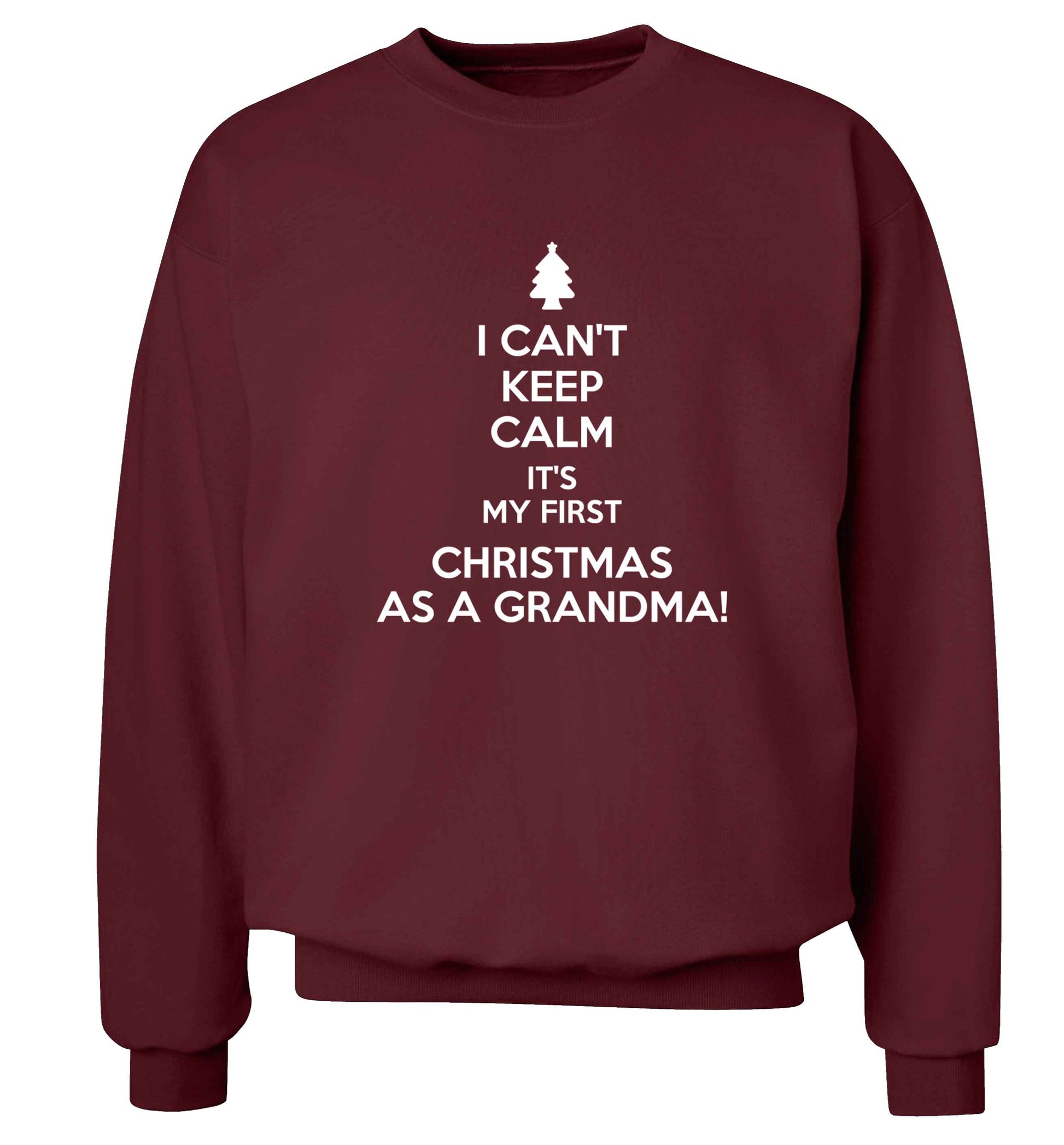 I can't keep calm it's my first Christmas as a grandma! Adult's unisex maroon Sweater 2XL