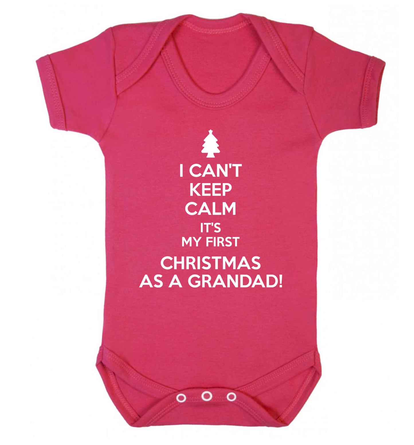 I can't keep calm it's my first Christmas as a grandad! Baby Vest dark pink 18-24 months