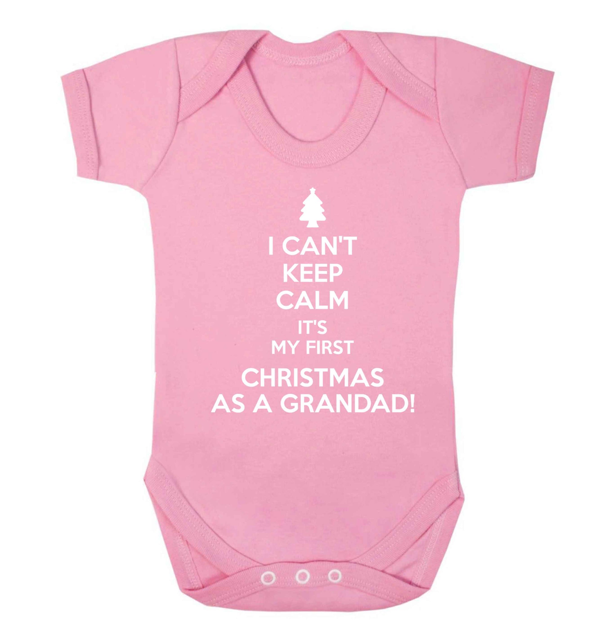 I can't keep calm it's my first Christmas as a grandad! Baby Vest pale pink 18-24 months