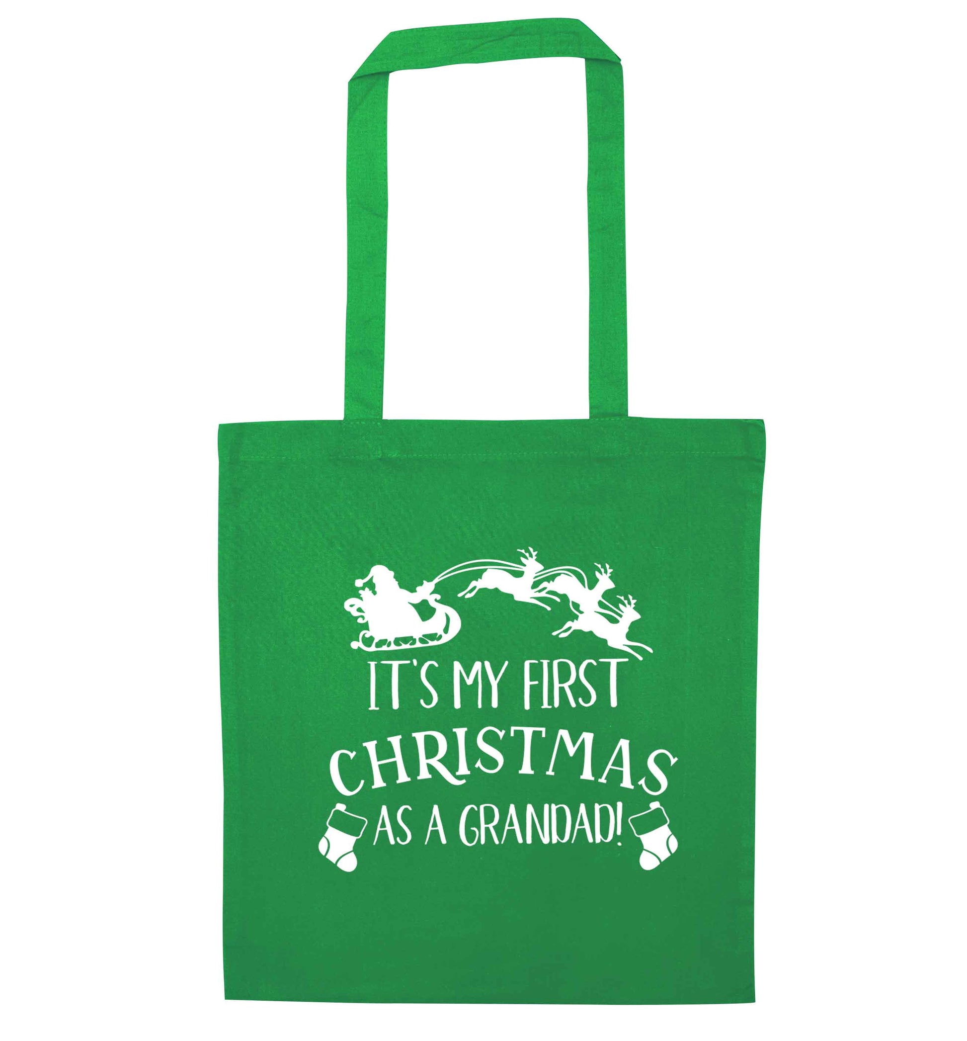 It's my first Christmas as a grandad! green tote bag