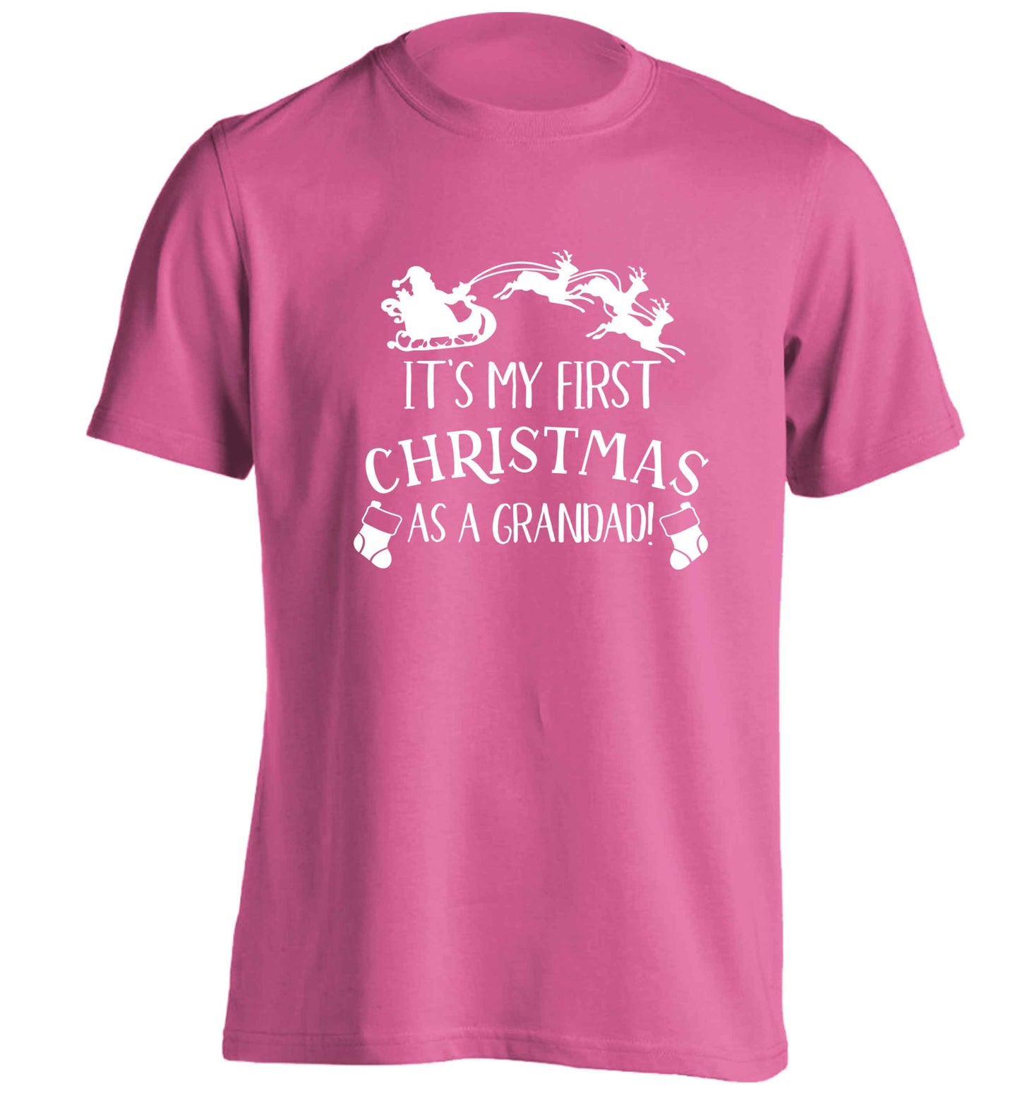 It's my first Christmas as a grandad! adults unisex pink Tshirt 2XL