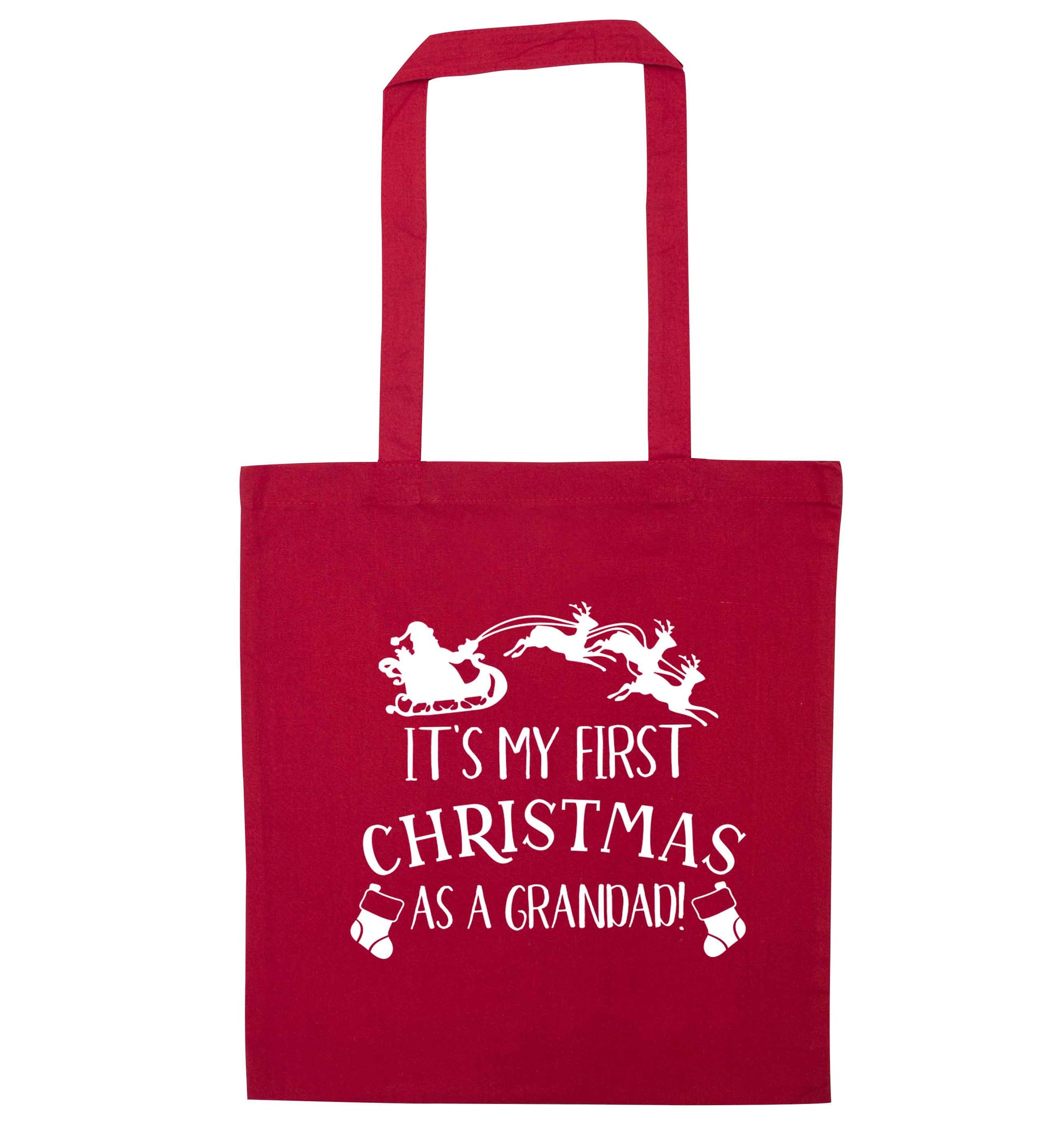 It's my first Christmas as a grandad! red tote bag