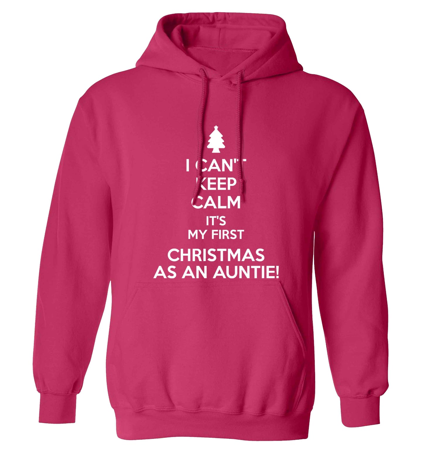 I can't keep calm it's my first Christmas as an auntie! adults unisex pink hoodie 2XL
