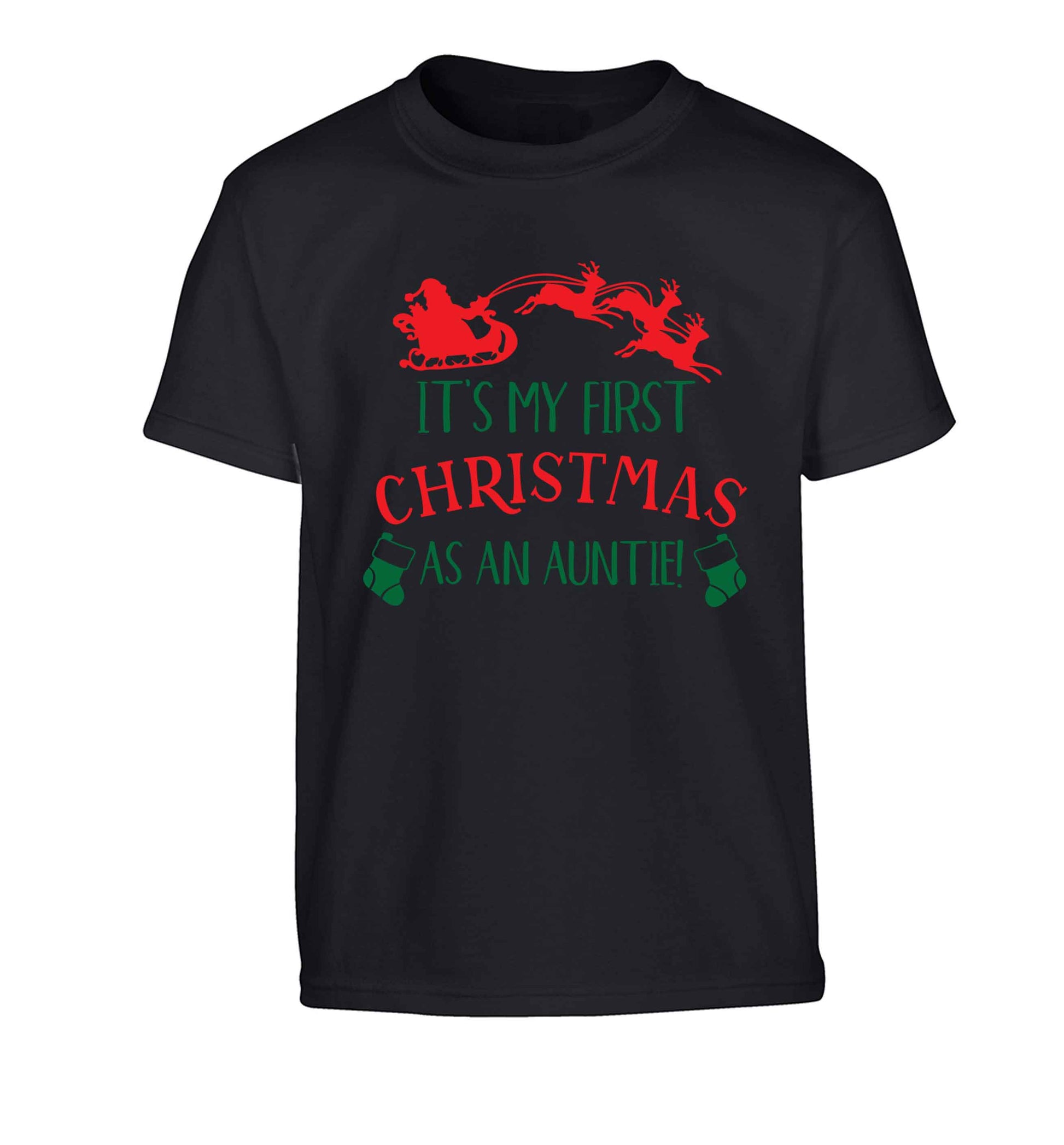It's my first Christmas as an auntie! Children's black Tshirt 12-13 Years