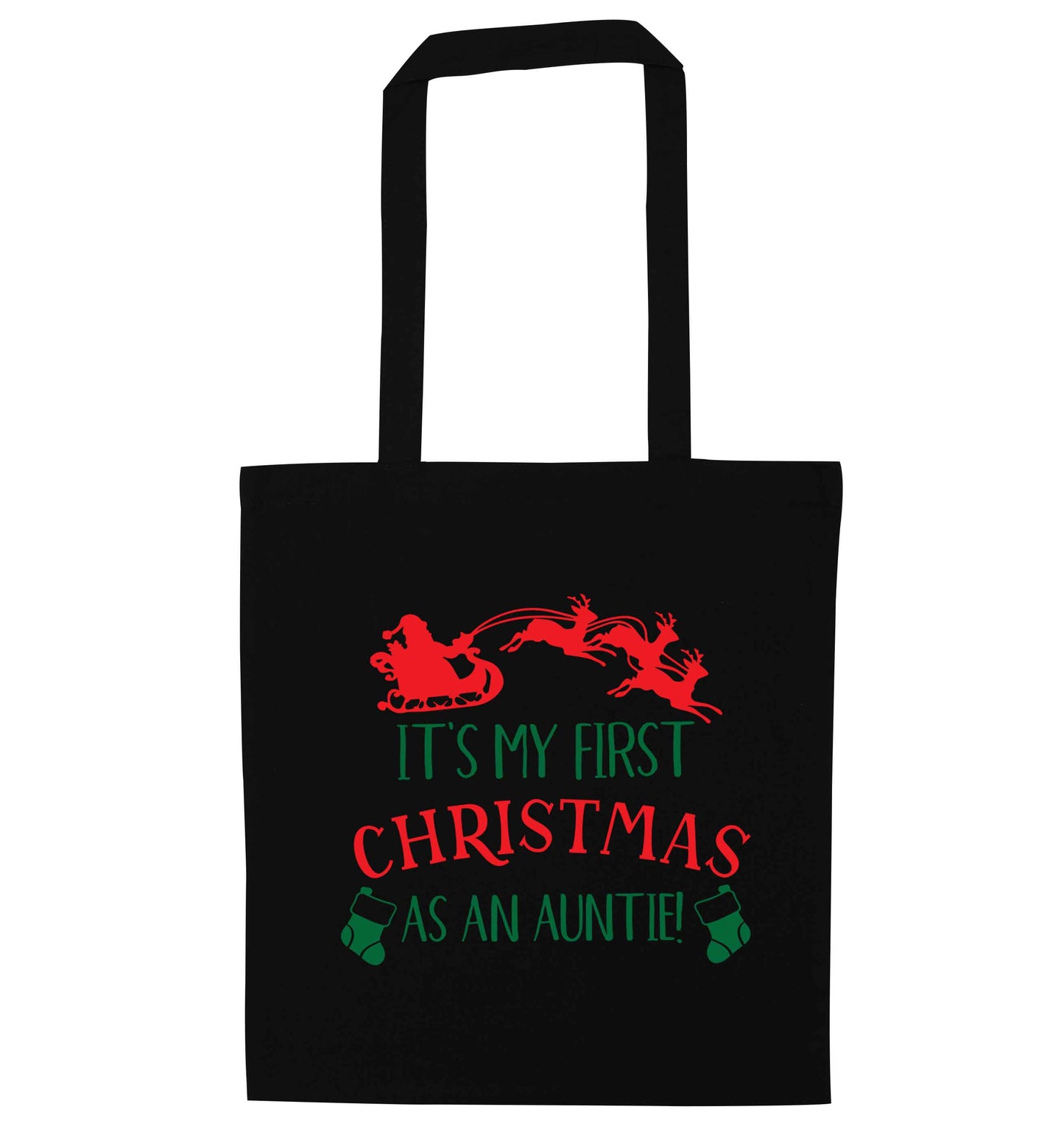It's my first Christmas as an auntie! black tote bag