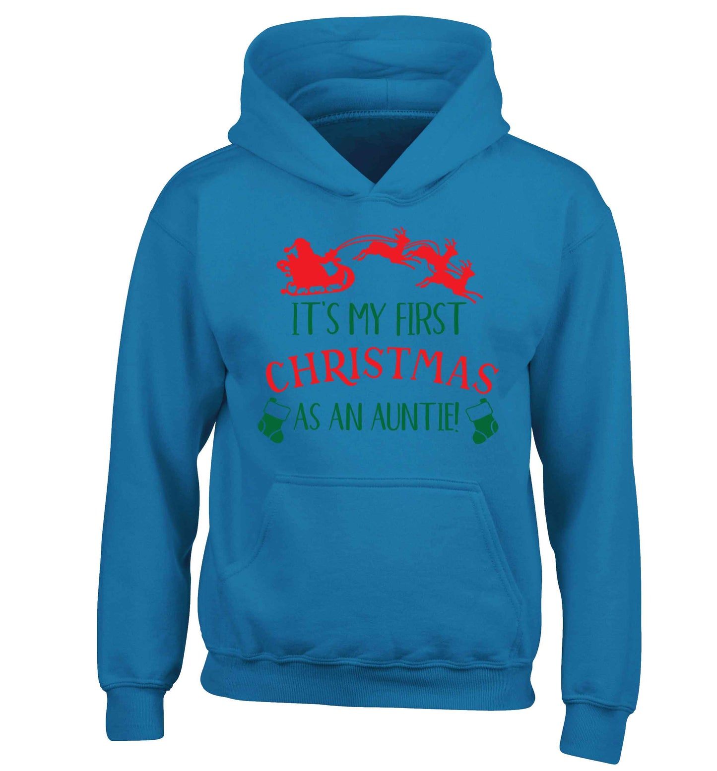 It's my first Christmas as an auntie! children's blue hoodie 12-13 Years