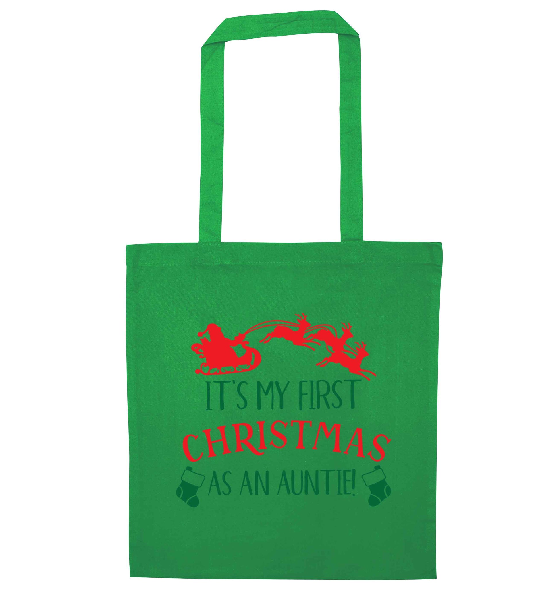 It's my first Christmas as an auntie! green tote bag