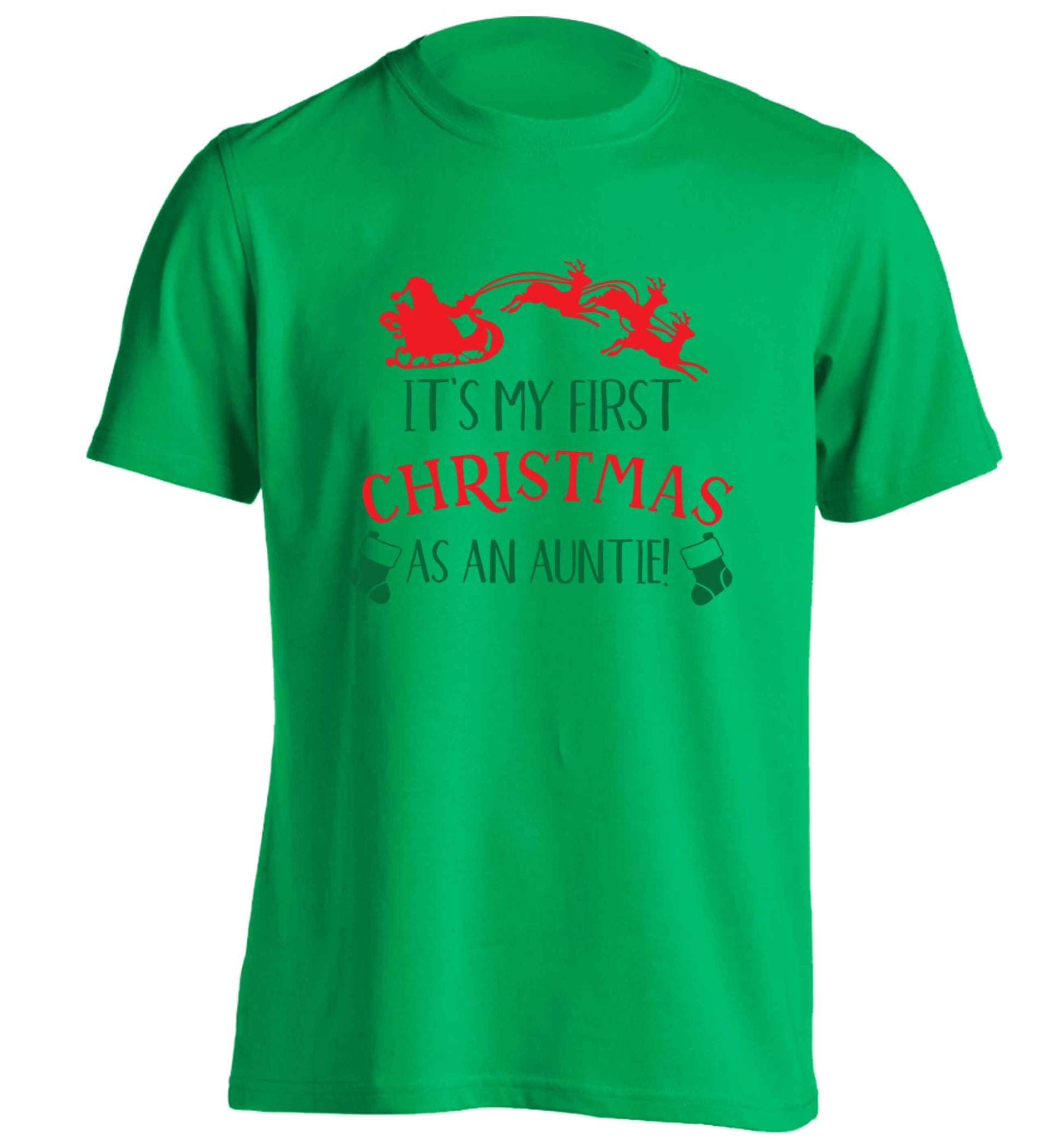 It's my first Christmas as an auntie! adults unisex green Tshirt 2XL