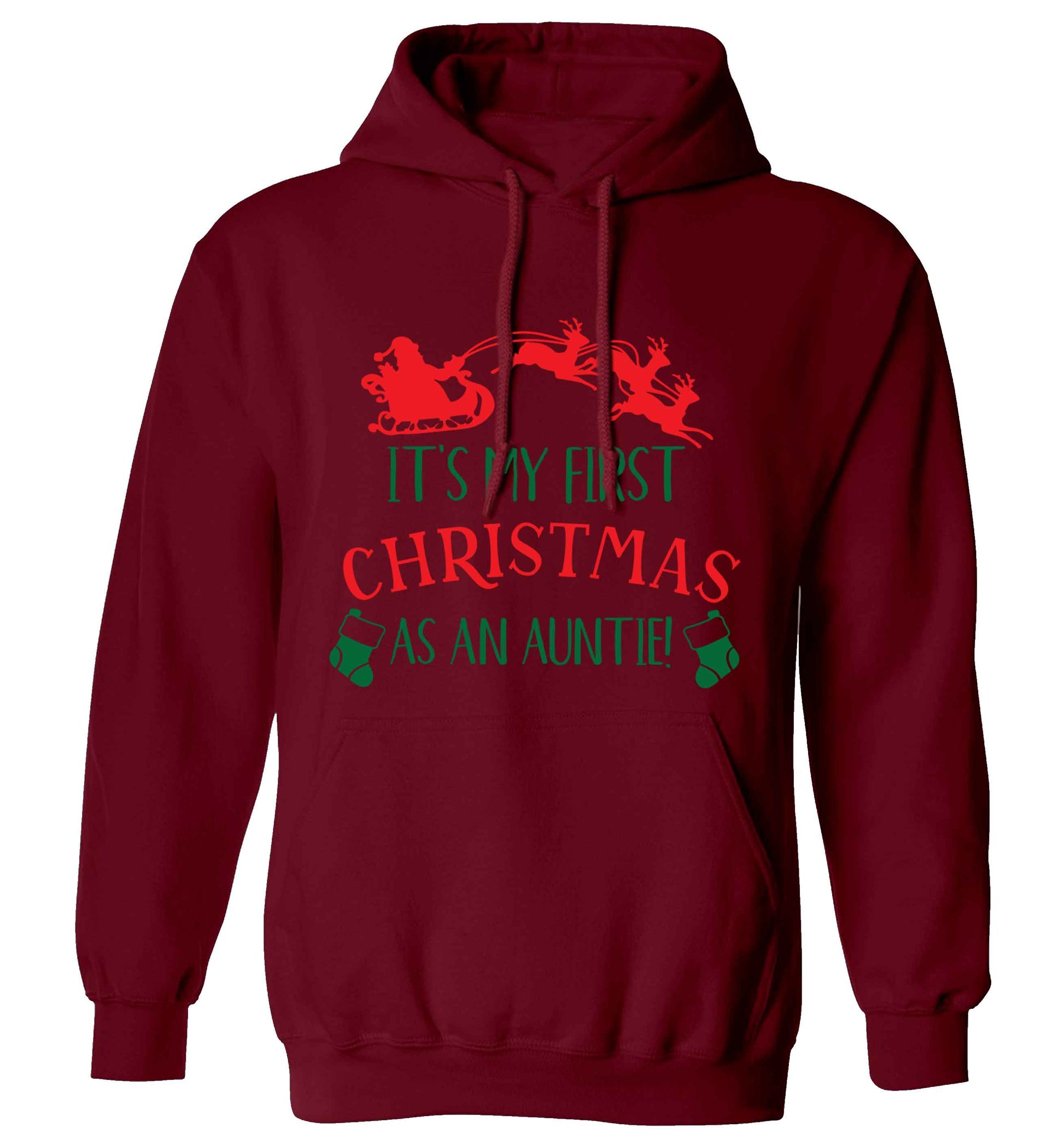 It's my first Christmas as an auntie! adults unisex maroon hoodie 2XL
