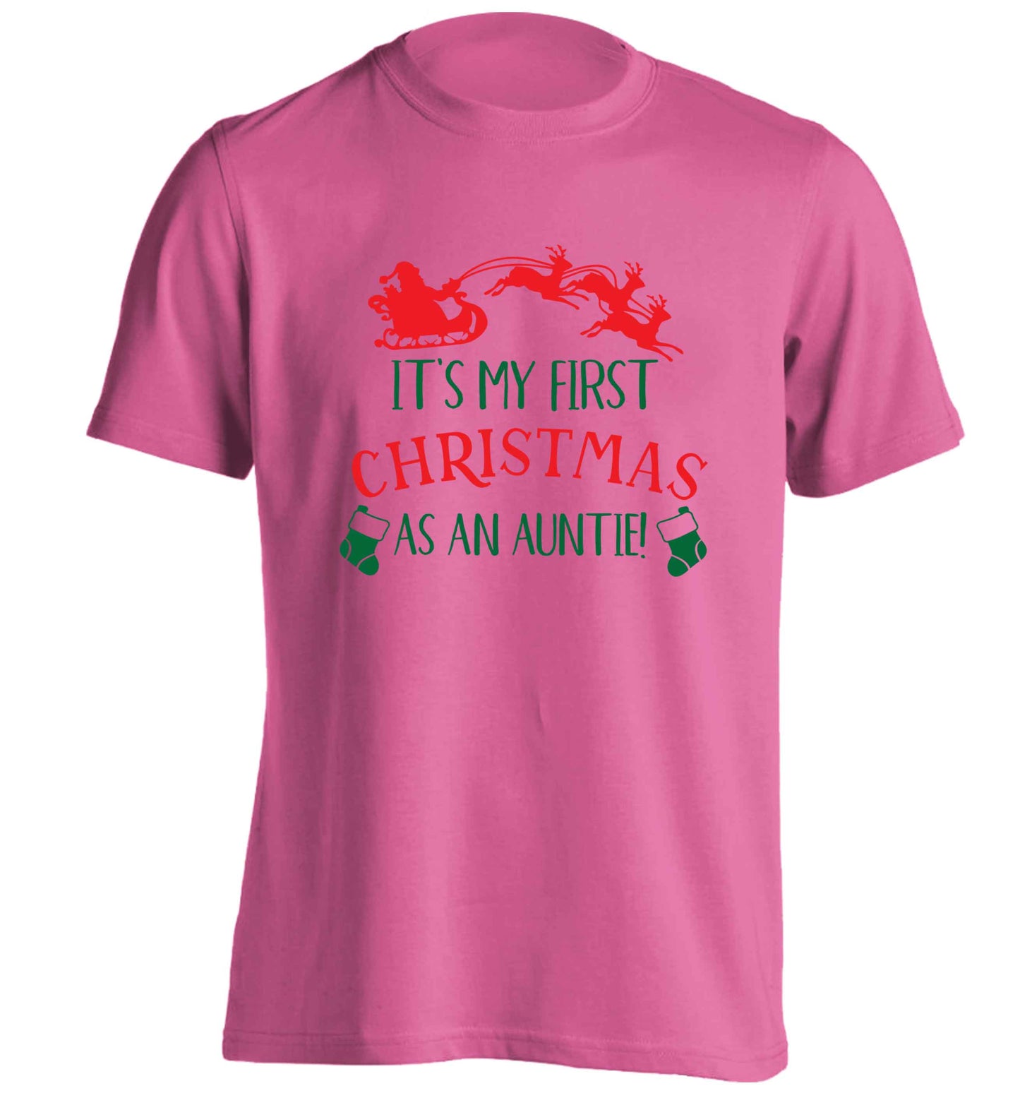 It's my first Christmas as an auntie! adults unisex pink Tshirt 2XL