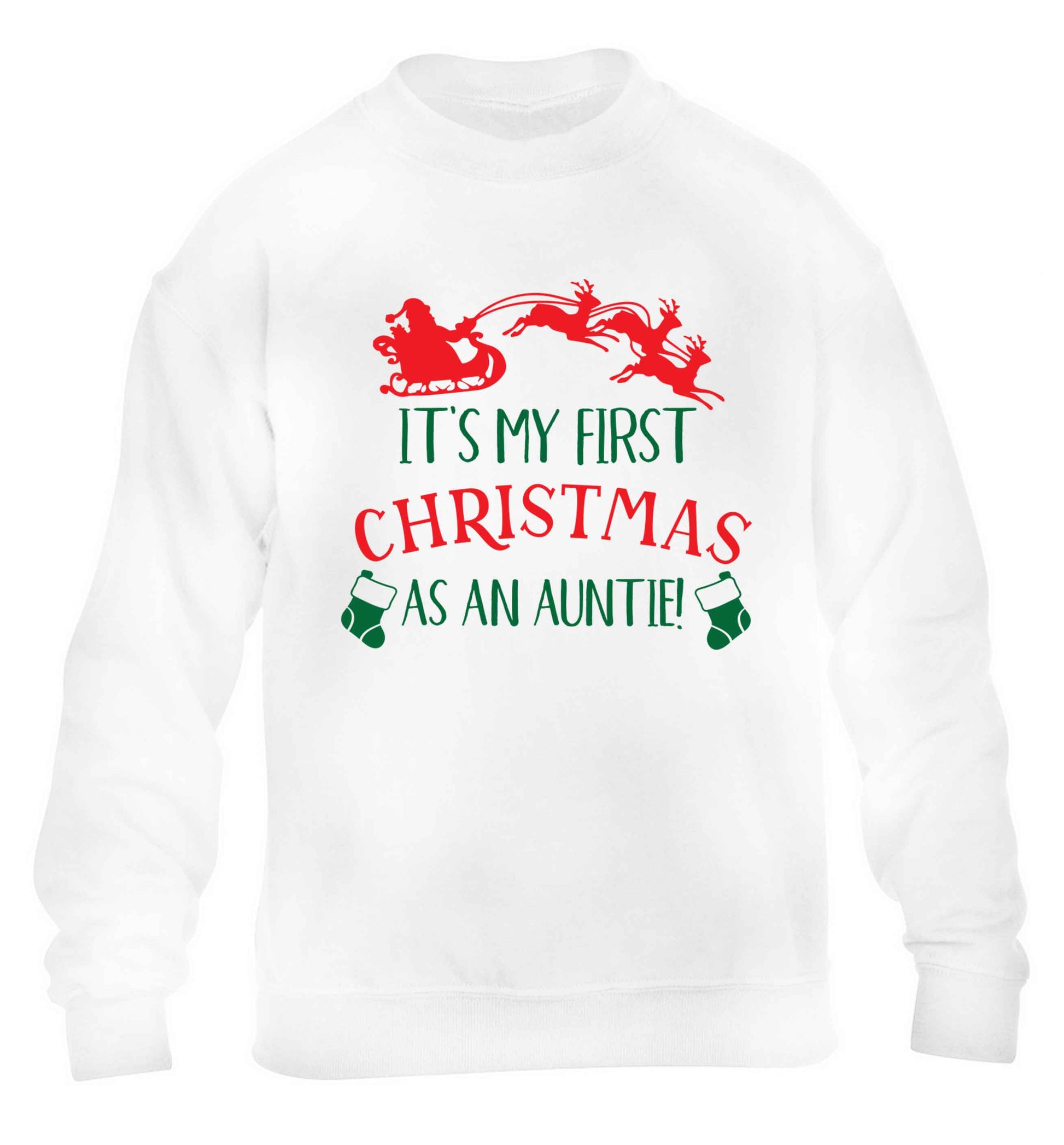 It's my first Christmas as an auntie! children's white sweater 12-13 Years