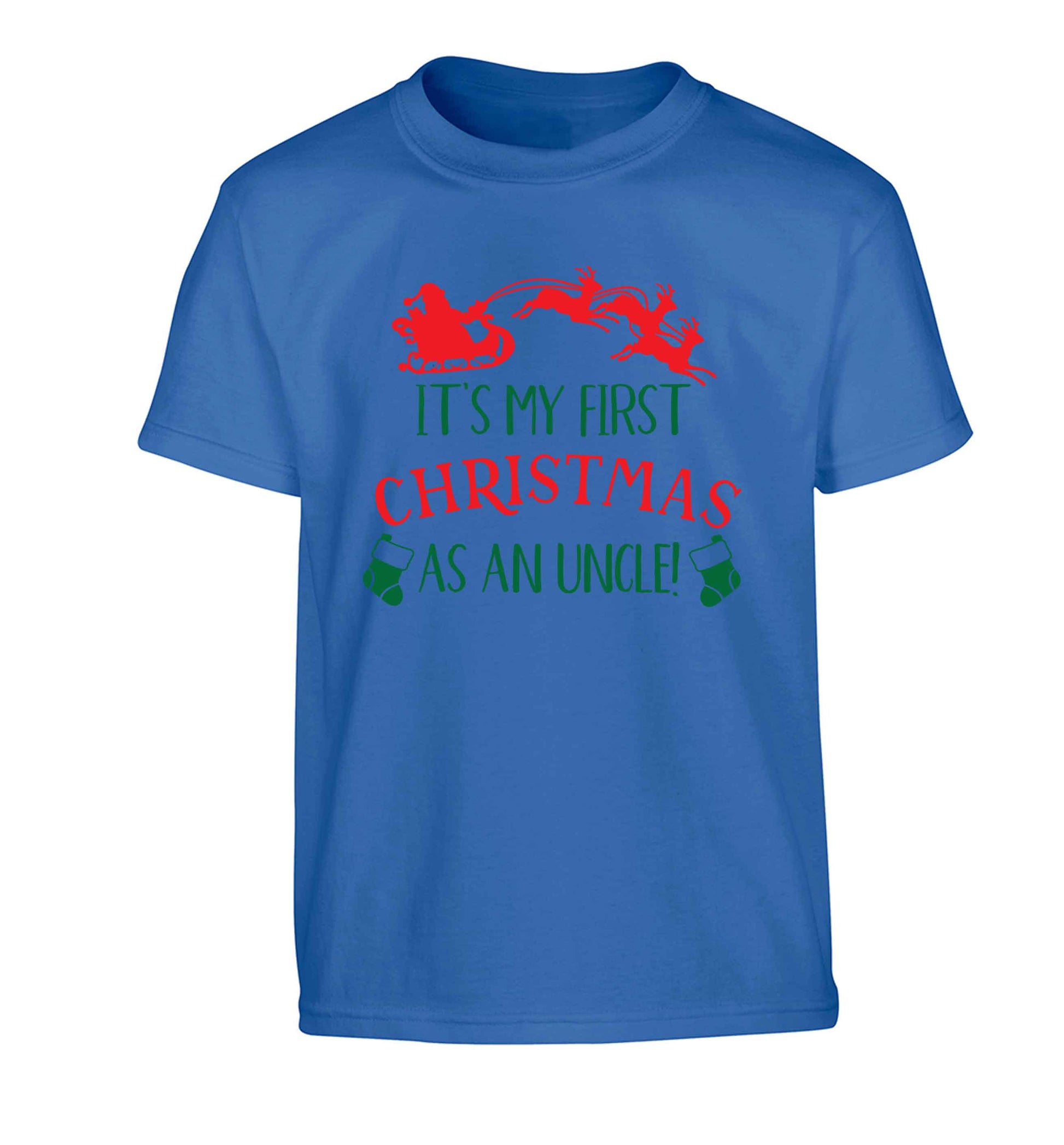 It's my first Christmas as an uncle! Children's blue Tshirt 12-13 Years