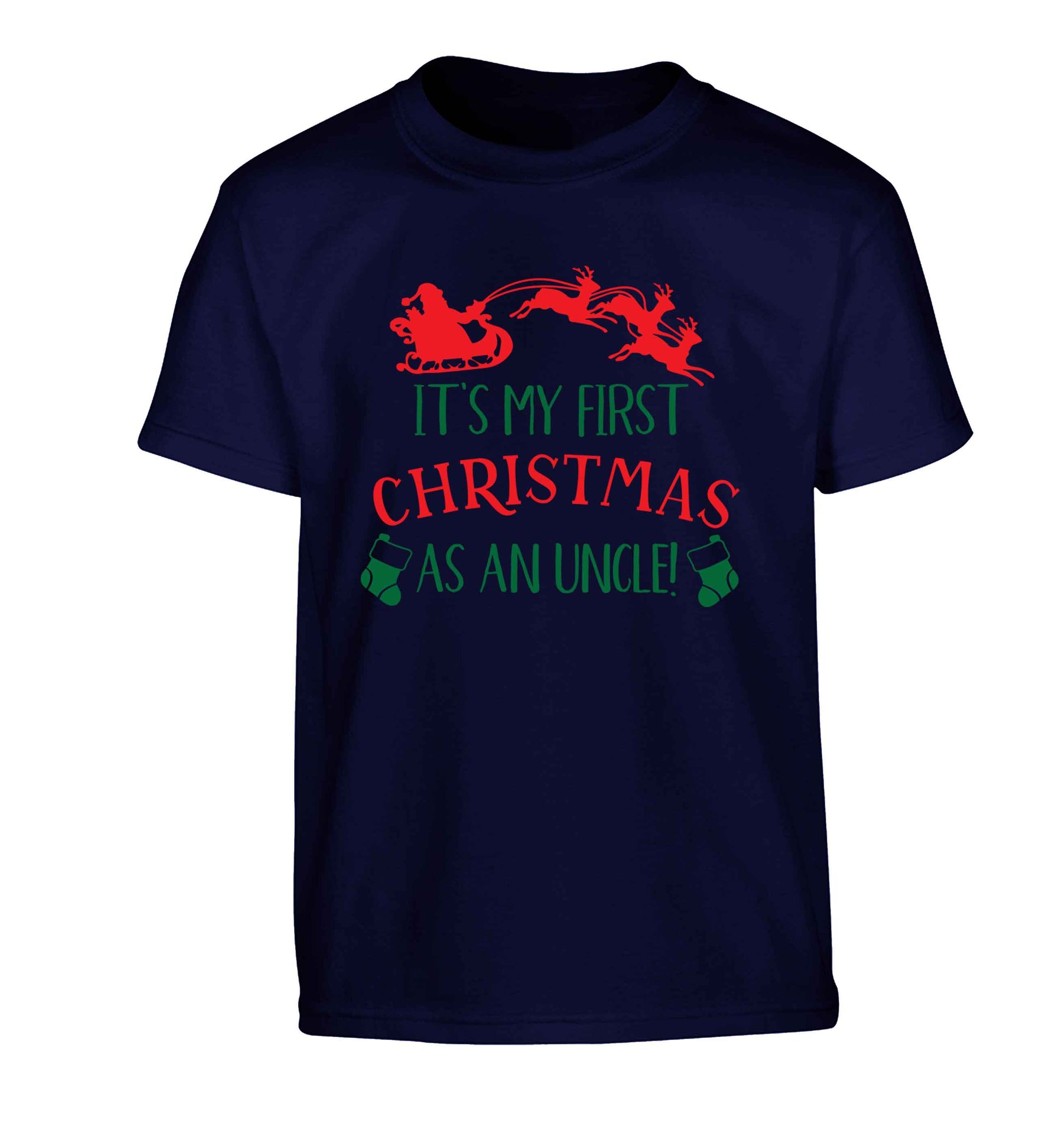 It's my first Christmas as an uncle! Children's navy Tshirt 12-13 Years