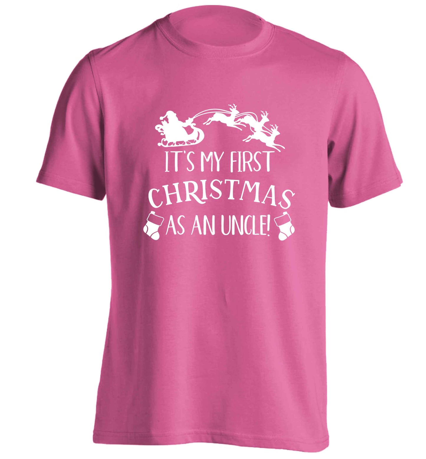 It's my first Christmas as an uncle! adults unisex pink Tshirt 2XL