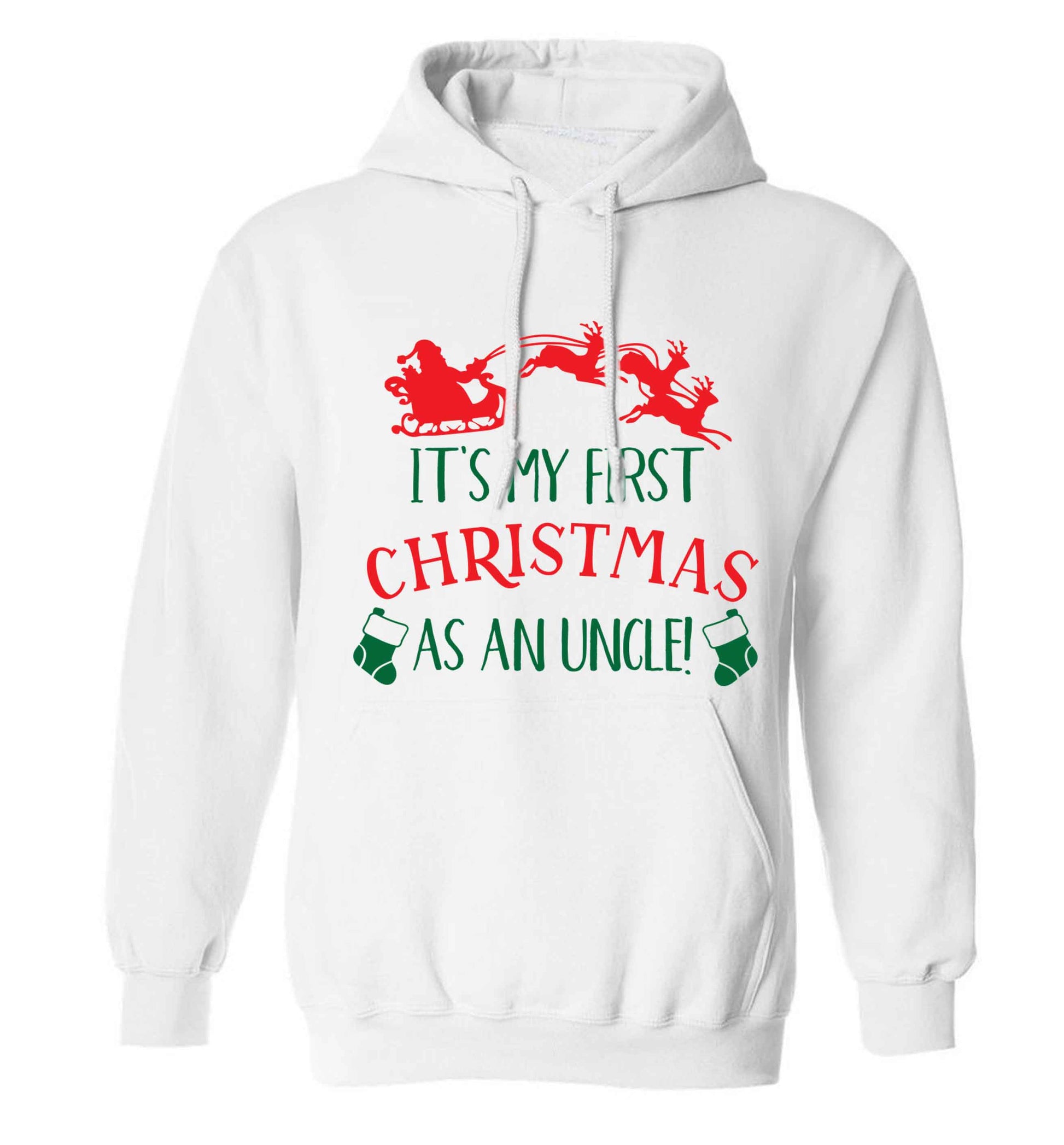 It's my first Christmas as an uncle! adults unisex white hoodie 2XL