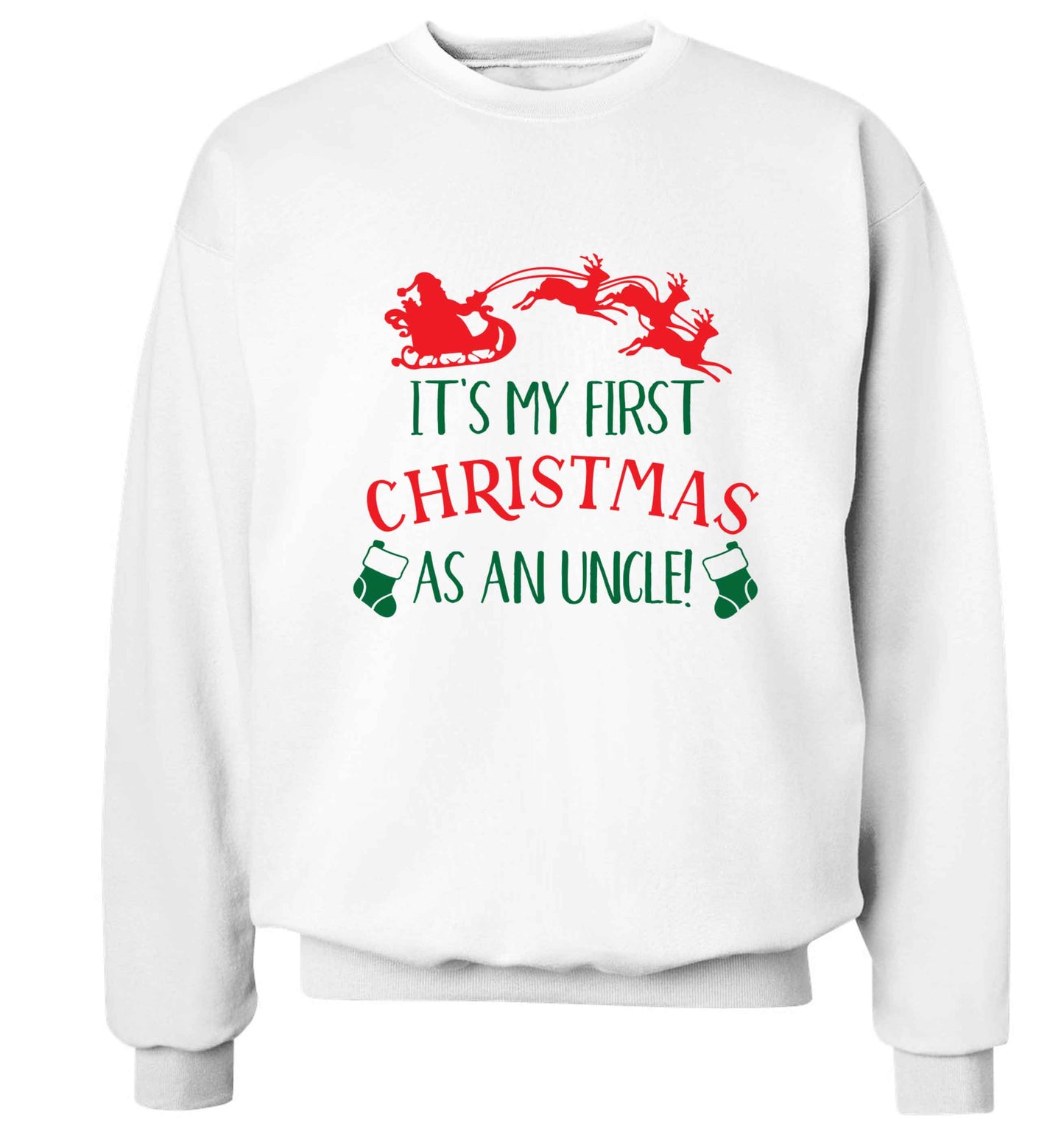 It's my first Christmas as an uncle! Adult's unisex white Sweater 2XL