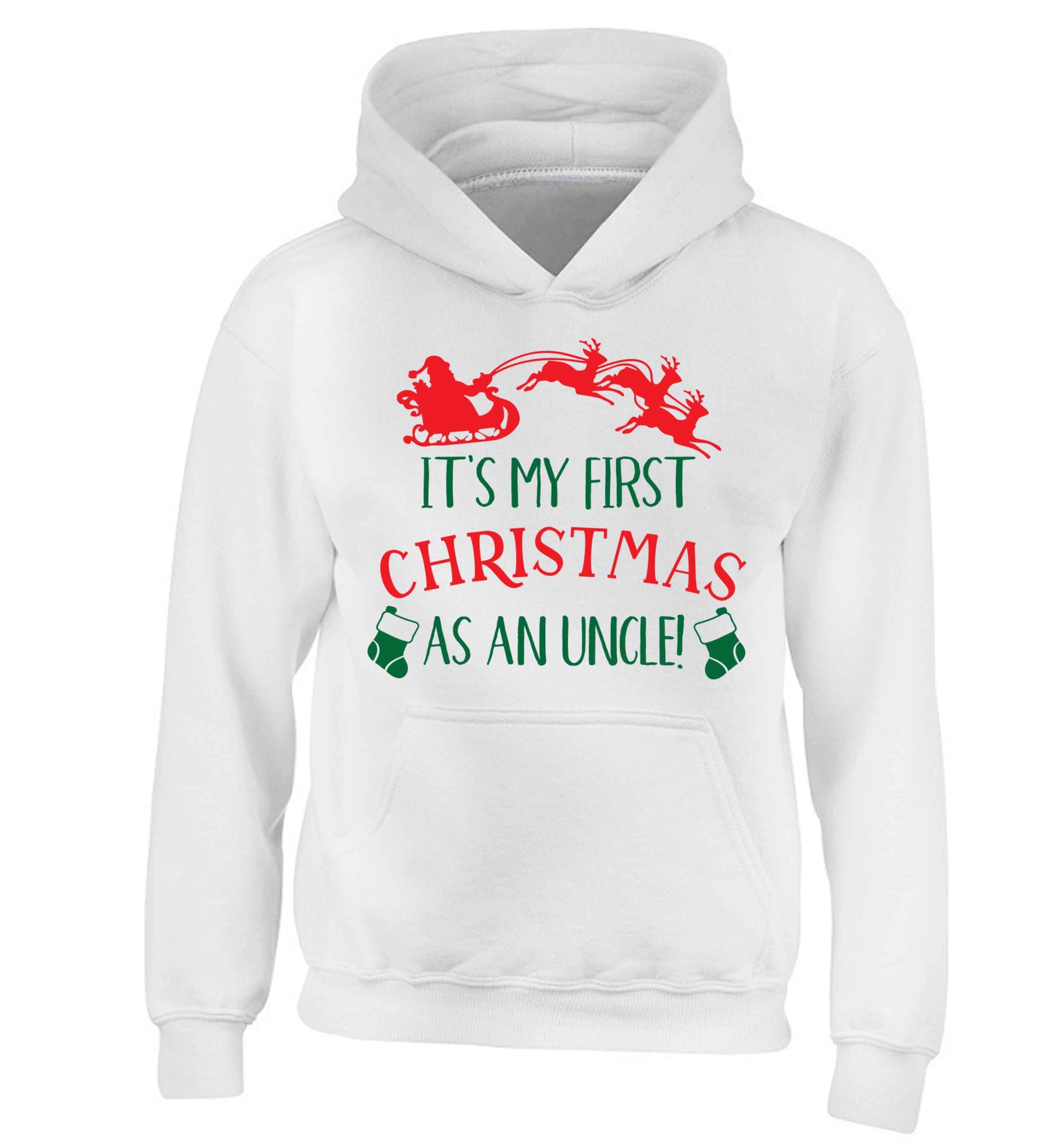 It's my first Christmas as an uncle! children's white hoodie 12-13 Years