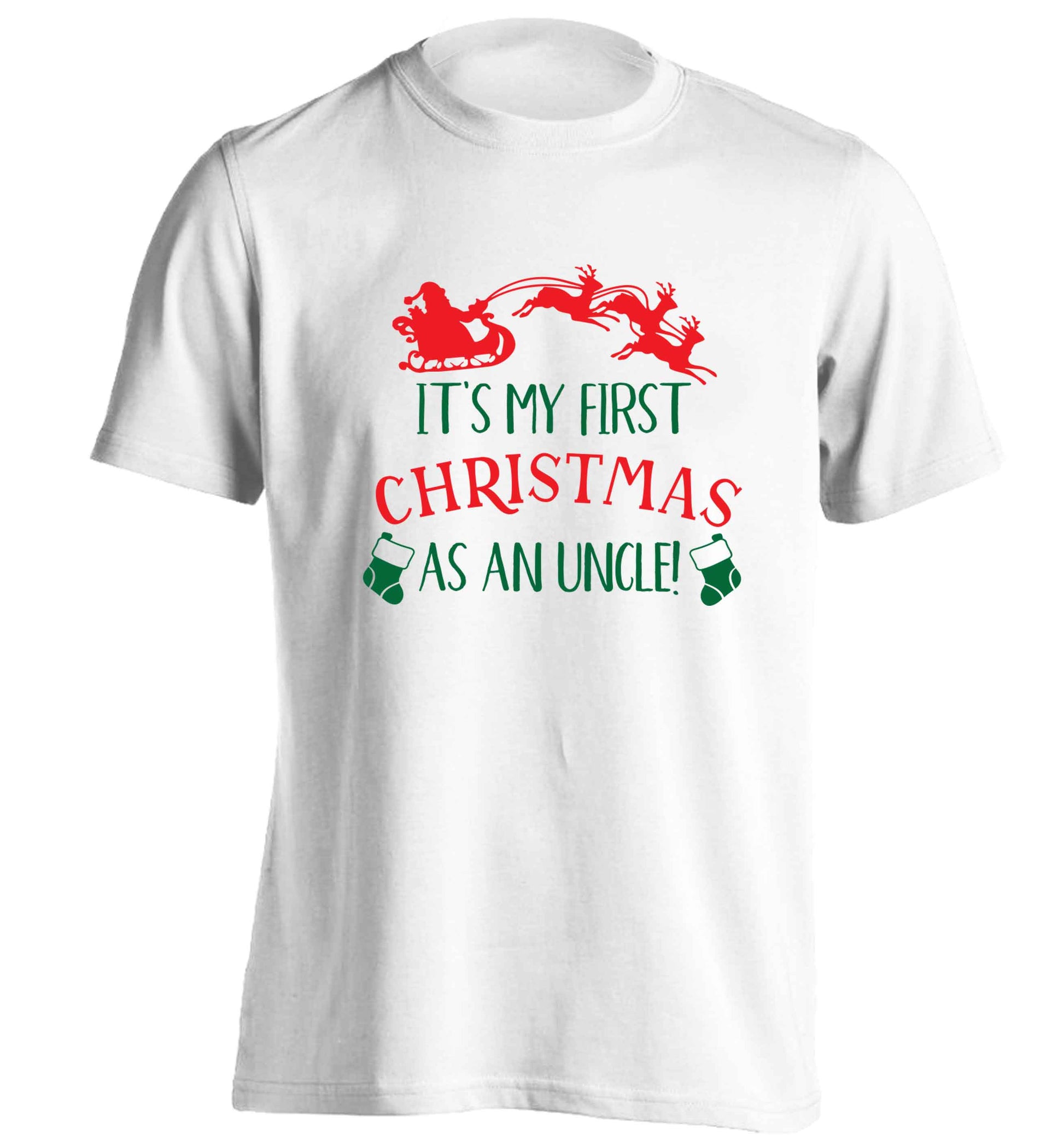 It's my first Christmas as an uncle! adults unisex white Tshirt 2XL