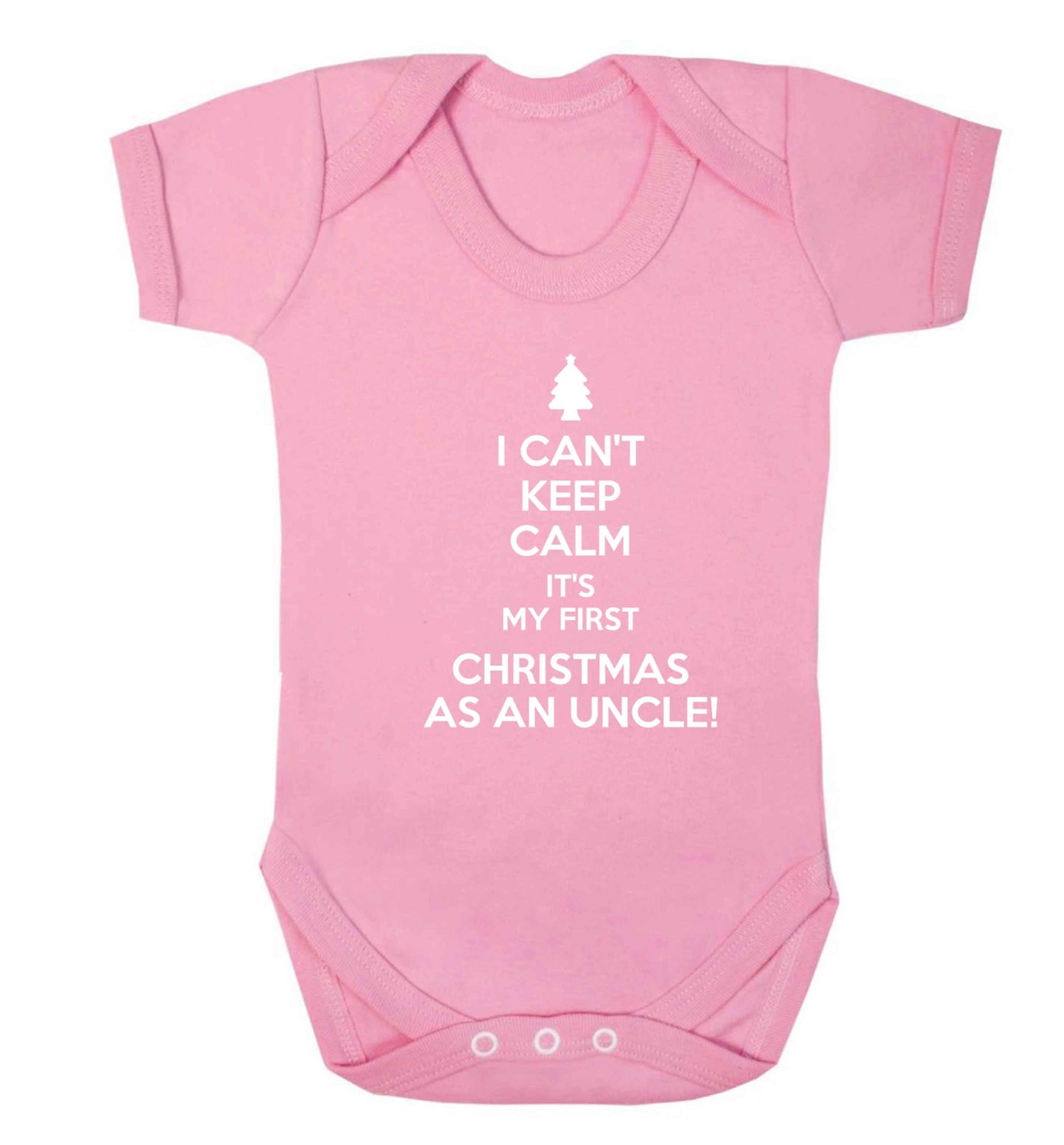 I can't keep calm it's my first Christmas as an uncle! Baby Vest pale pink 18-24 months
