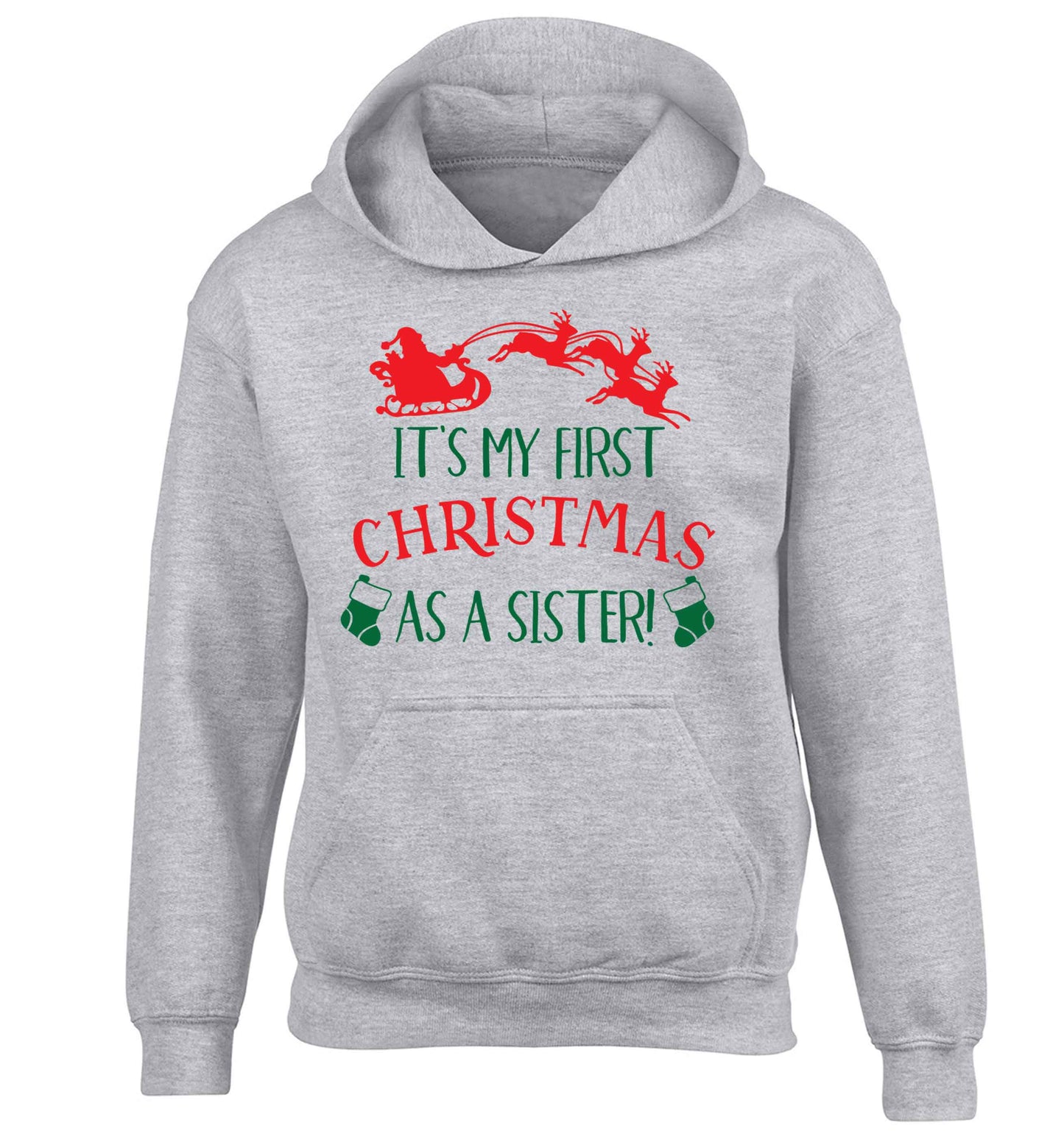 It's my first Christmas as a sister! children's grey hoodie 12-13 Years