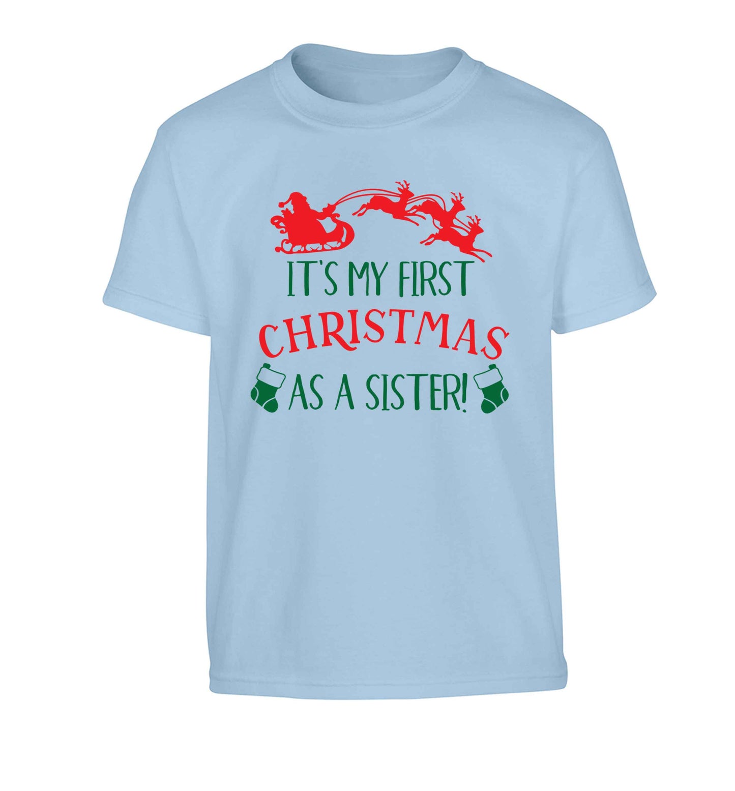 It's my first Christmas as a sister! Children's light blue Tshirt 12-13 Years