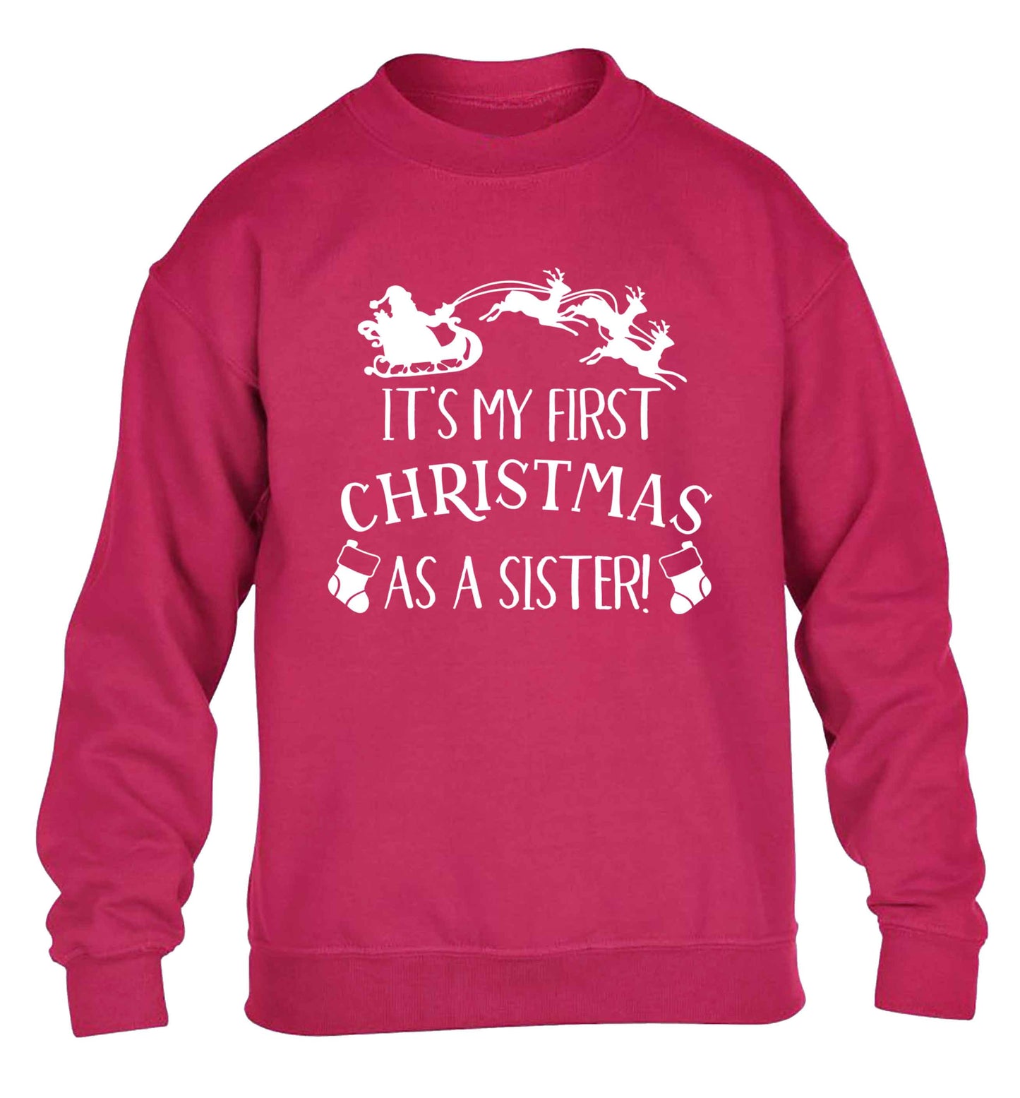 It's my first Christmas as a sister! children's pink sweater 12-13 Years
