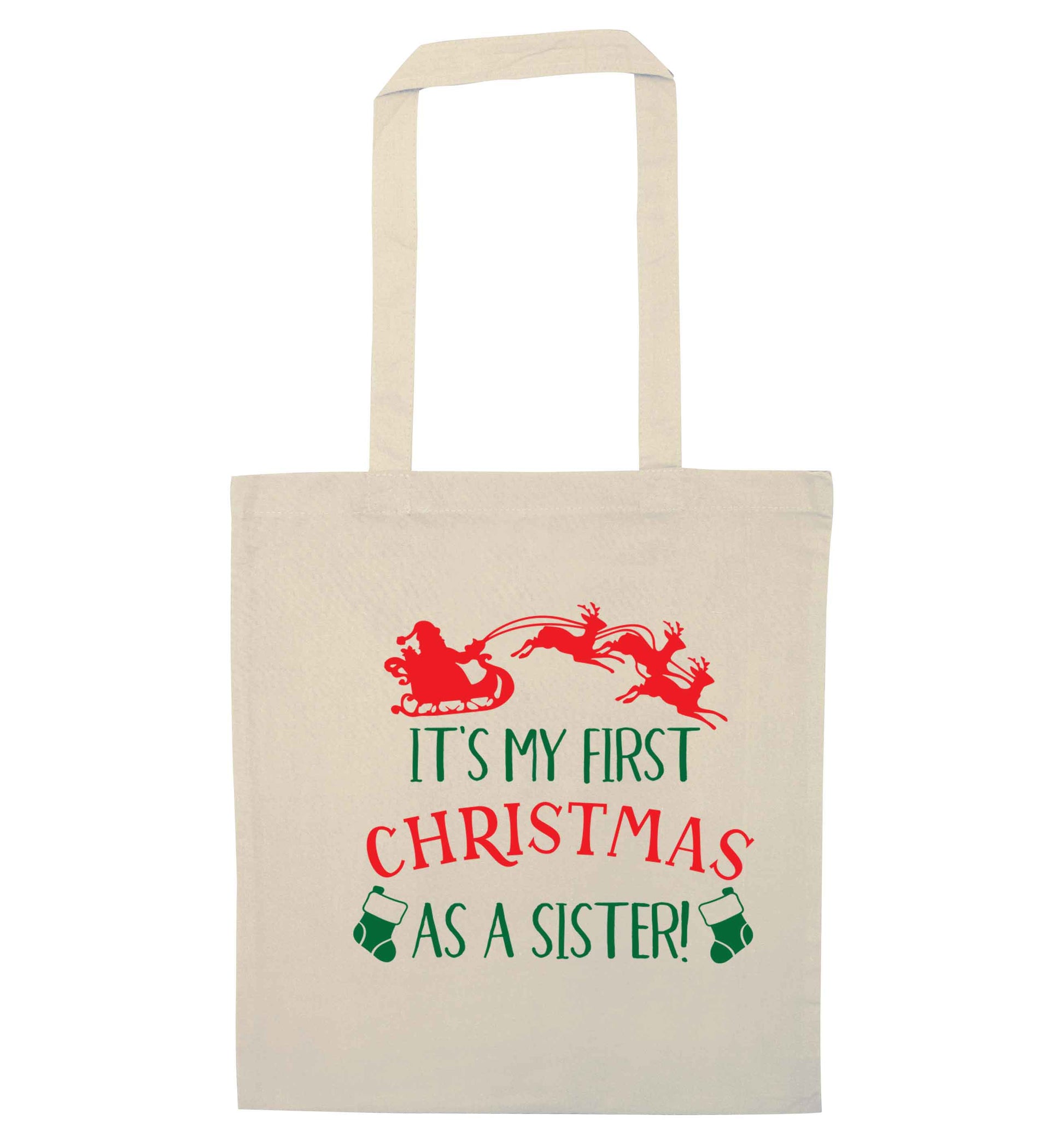 It's my first Christmas as a sister! natural tote bag