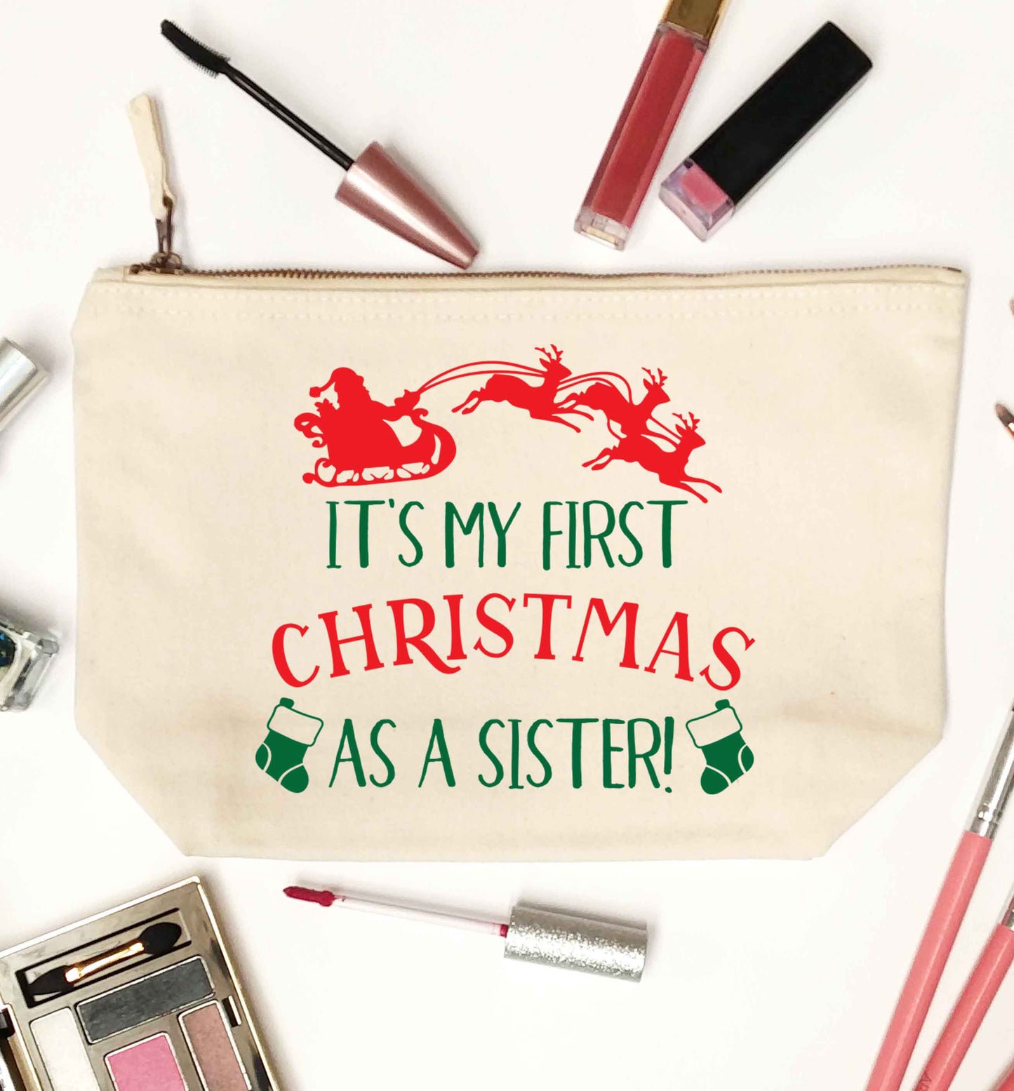 It's my first Christmas as a sister! natural makeup bag