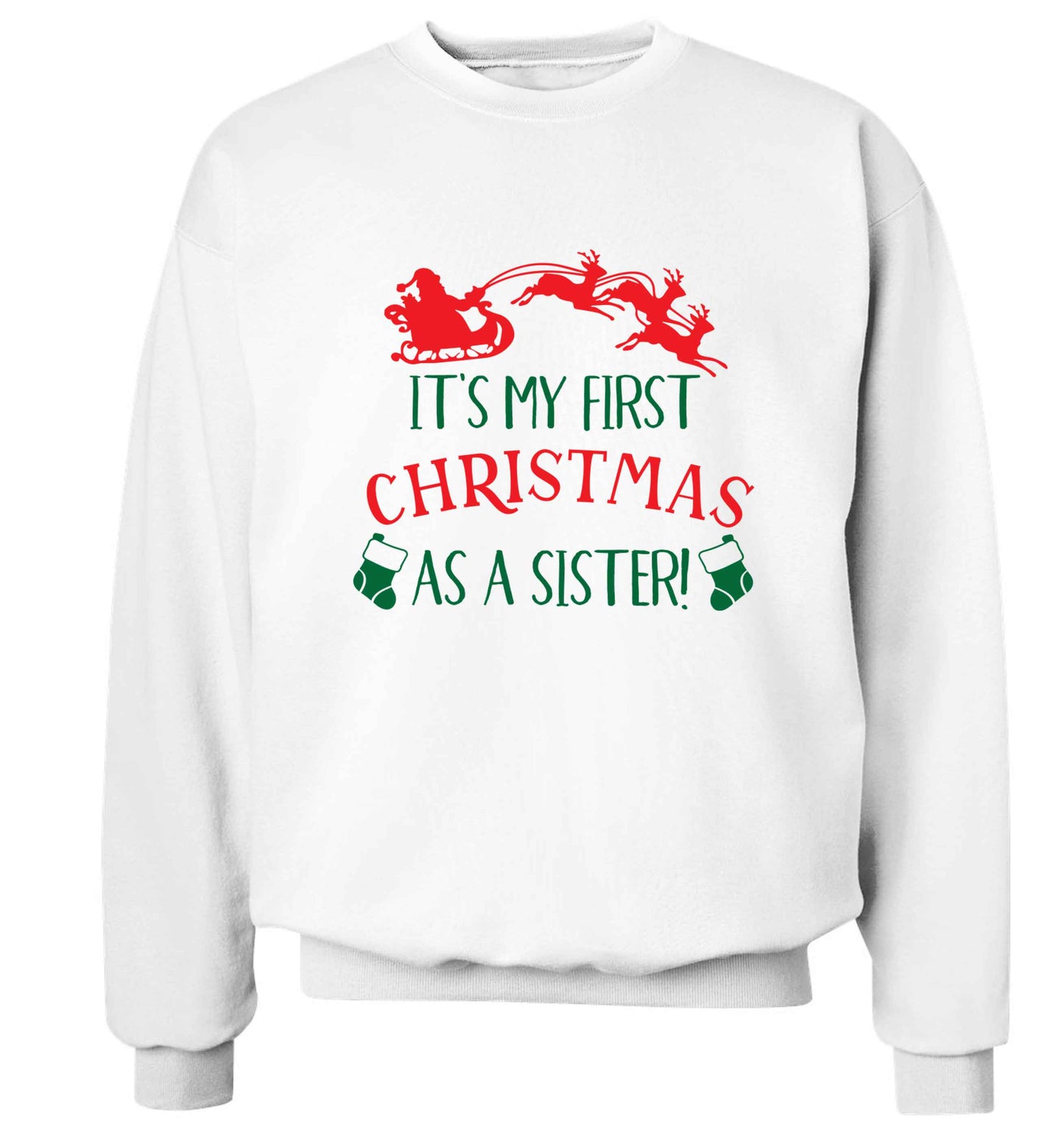 It's my first Christmas as a sister! Adult's unisex white Sweater 2XL