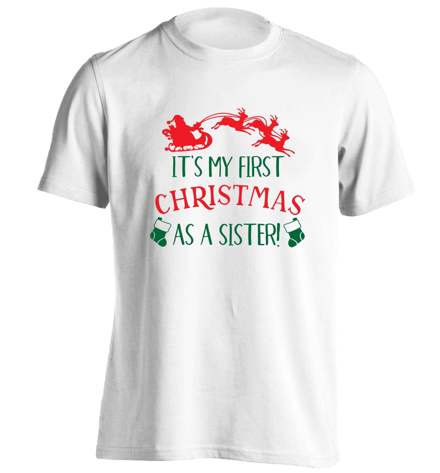 It's my first Christmas as a sister! adults unisex white Tshirt 2XL