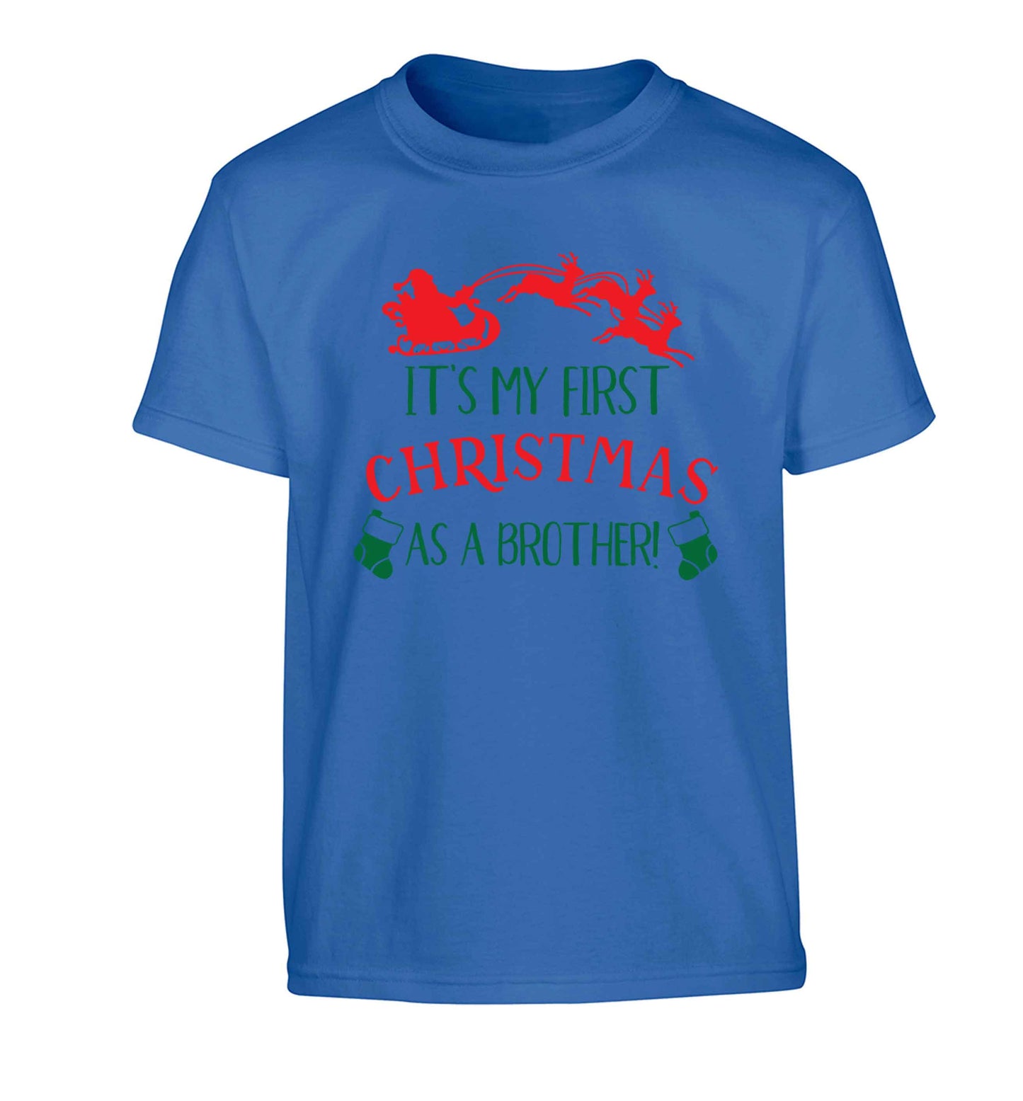 It's my first Christmas as a brother! Children's blue Tshirt 12-13 Years