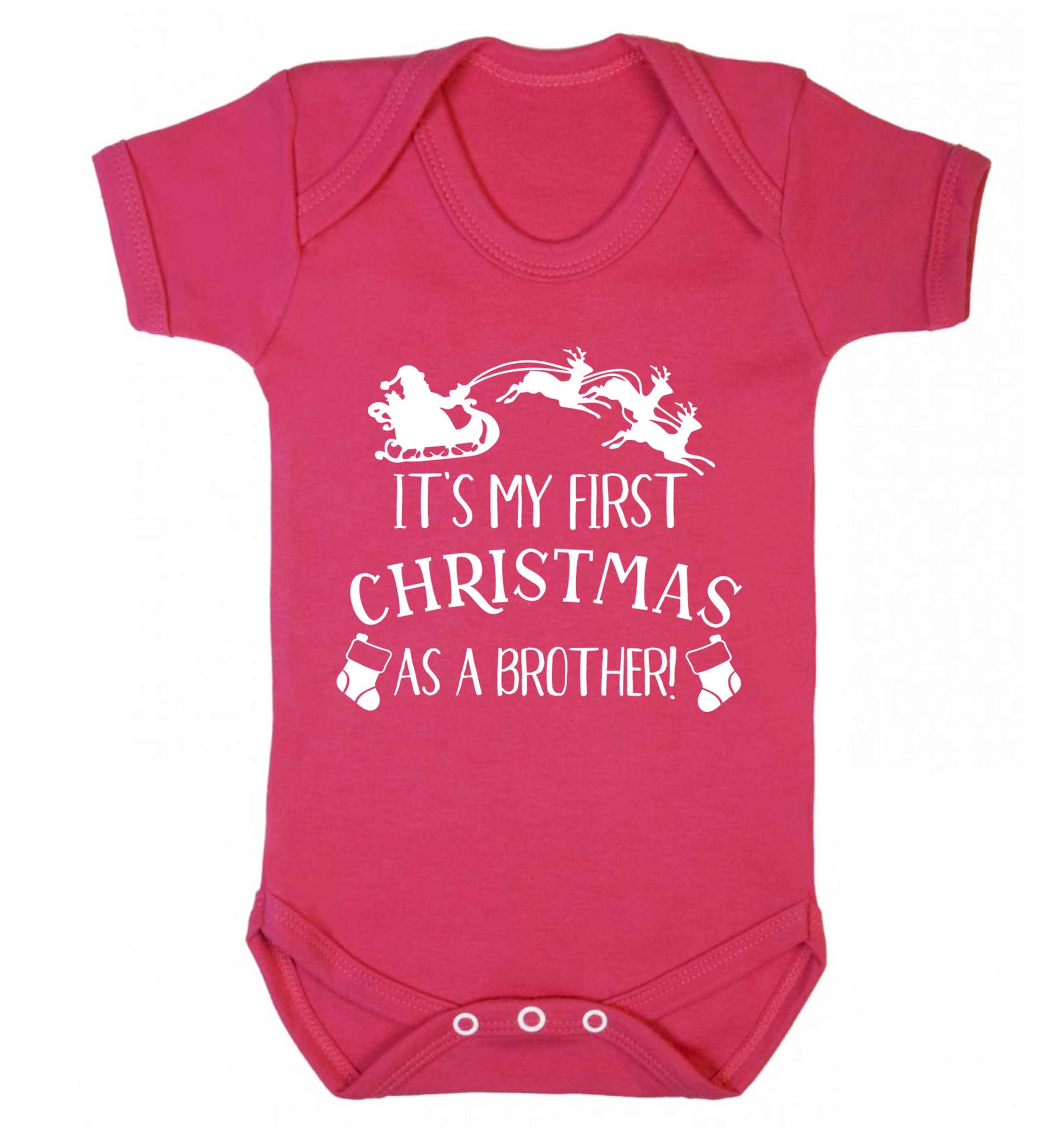 It's my first Christmas as a brother! Baby Vest dark pink 18-24 months