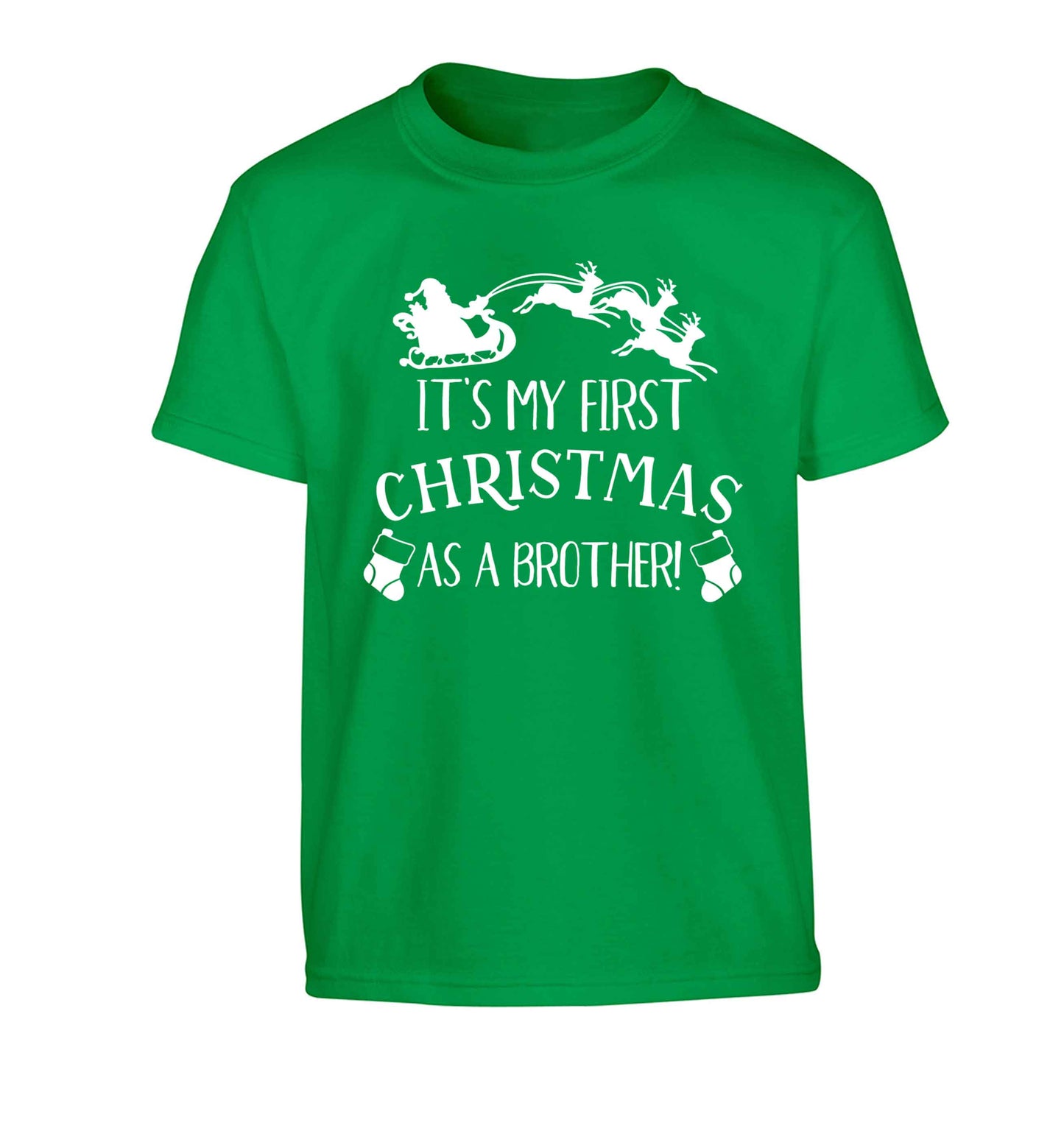 It's my first Christmas as a brother! Children's green Tshirt 12-13 Years