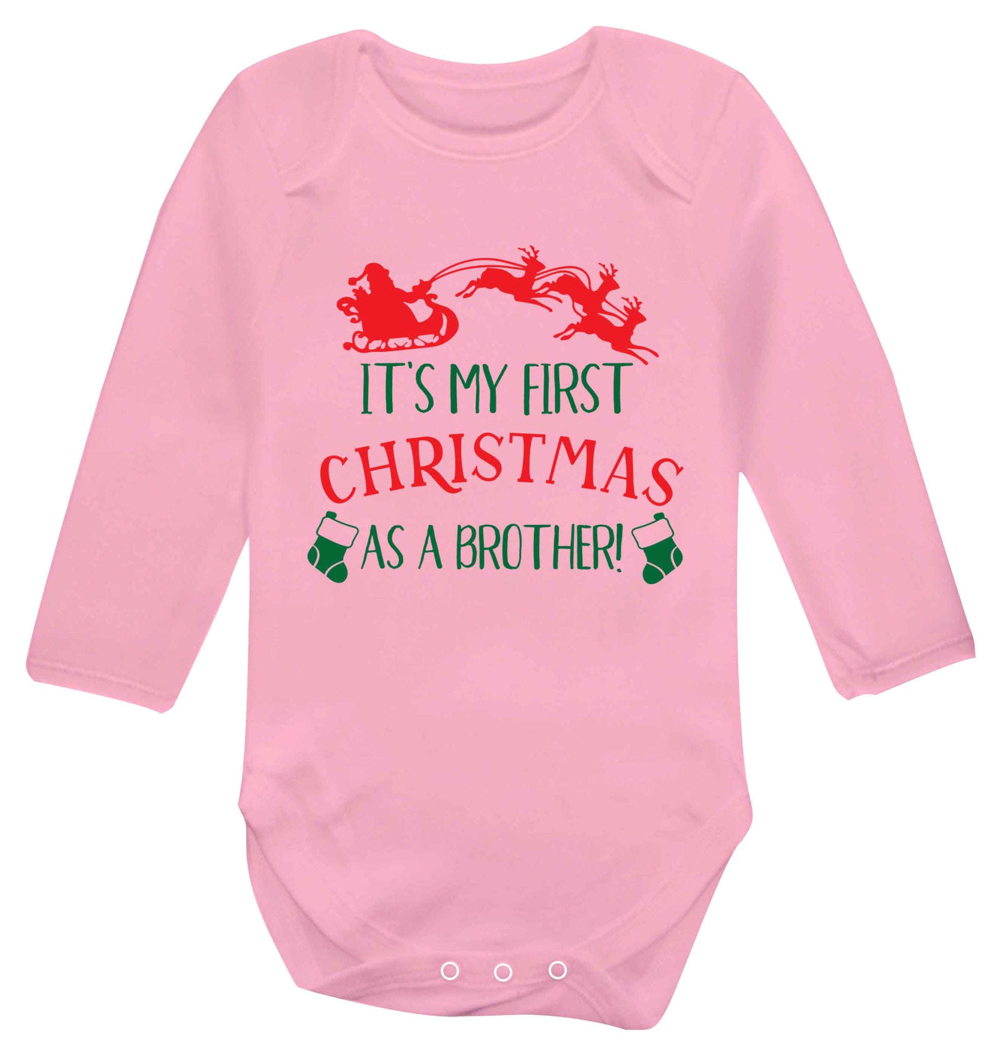 It's my first Christmas as a brother! Baby Vest long sleeved pale pink 6-12 months