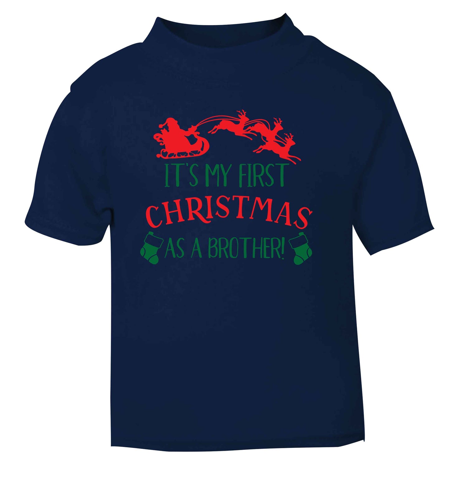 It's my first Christmas as a brother! navy Baby Toddler Tshirt 2 Years