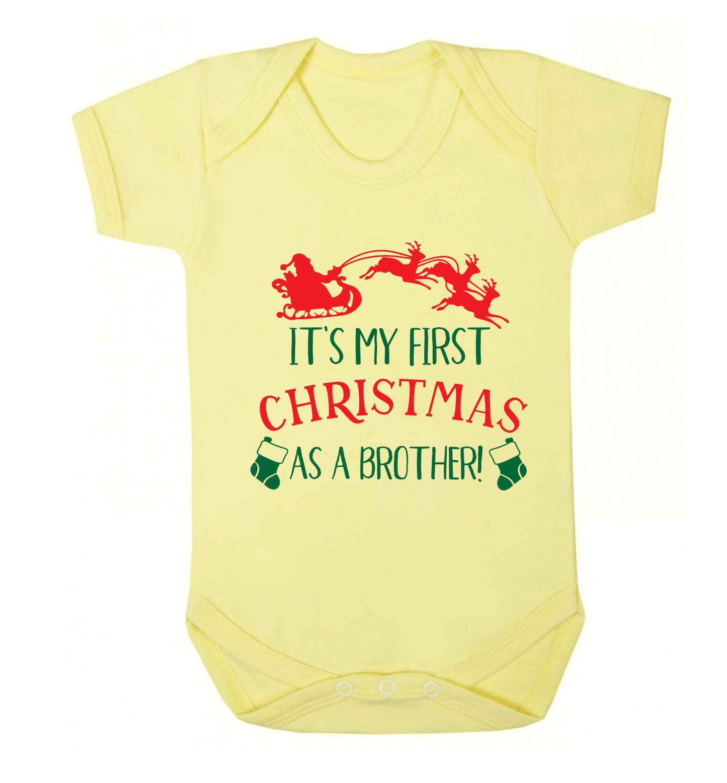 It's my first Christmas as a brother! Baby Vest pale yellow 18-24 months